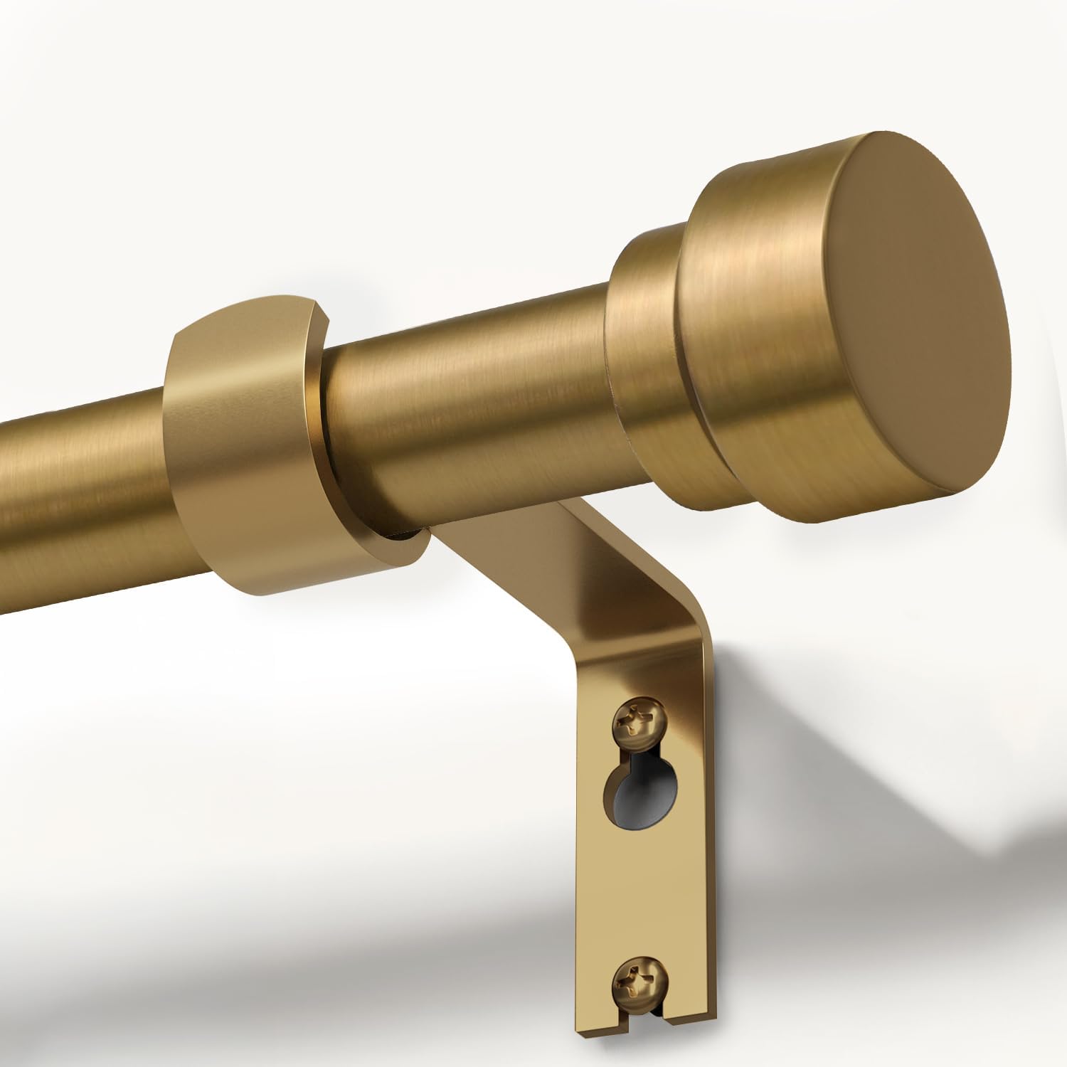 Warm Gold Brass Curtain Rod with Solid Metal Finials