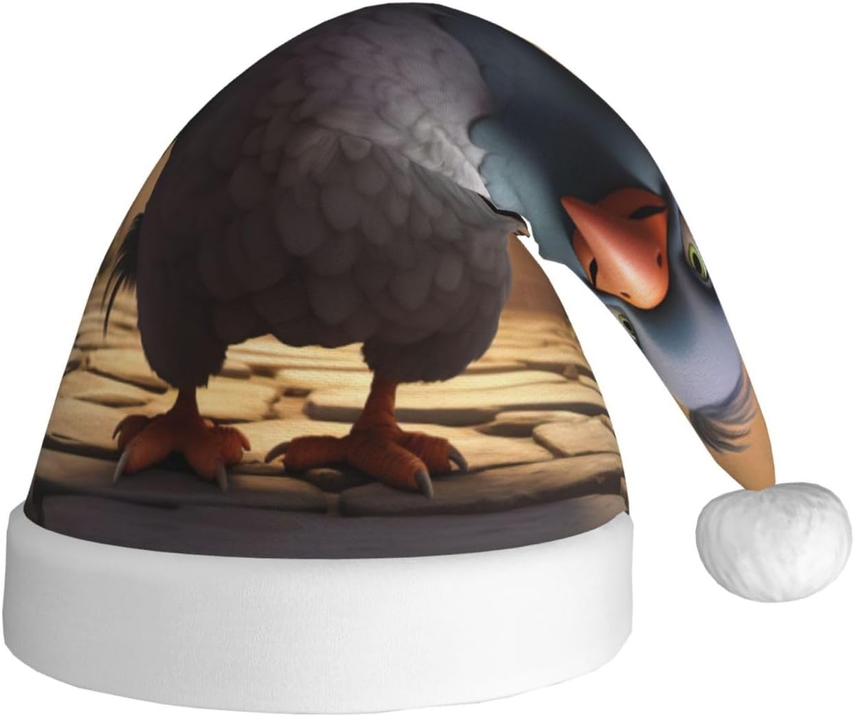 QinZheng Cartoon Pigeon Santa Hat Novelty Christmas Gift for Women