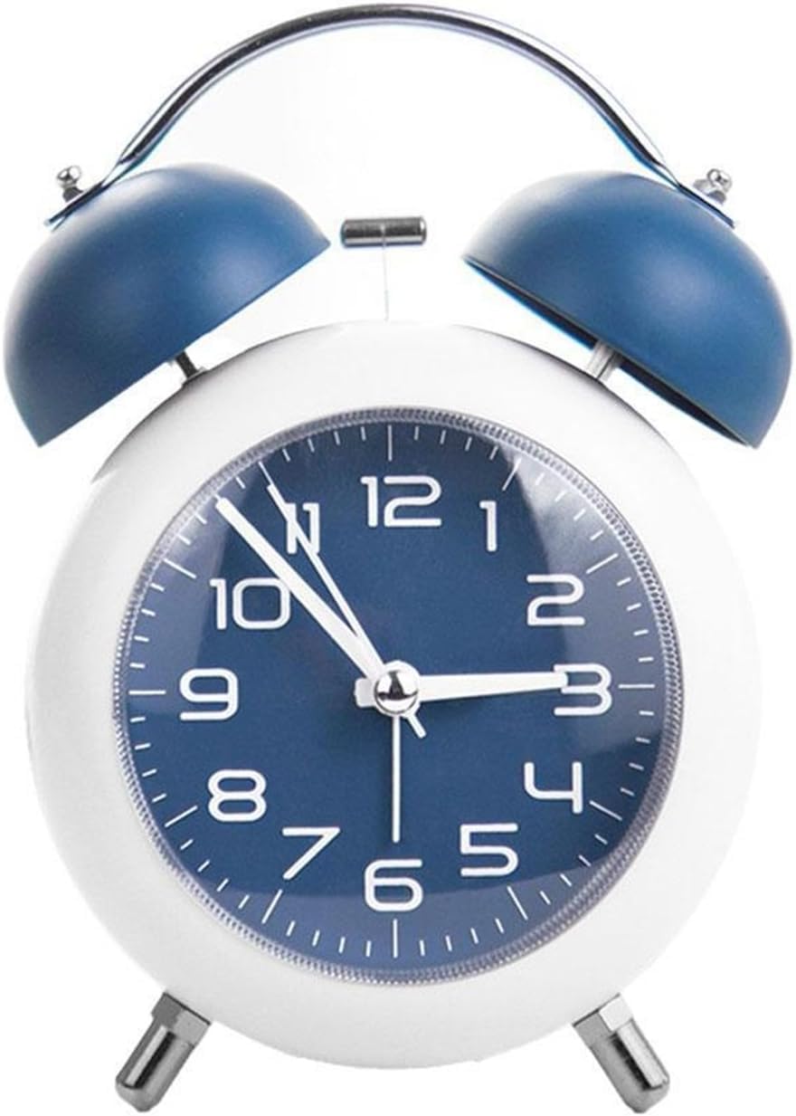 Blue Metal Alarm Clock with Double Bell and Backlight