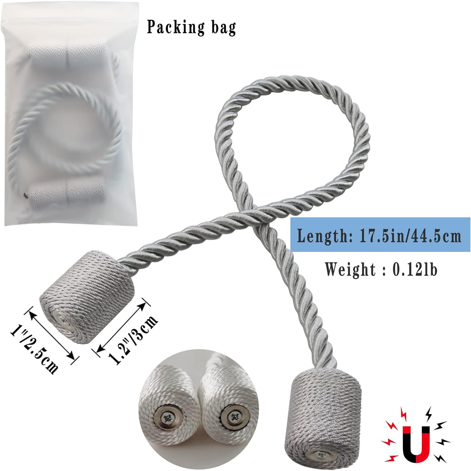 Magnetic Curtain Tiebacks 4 Pack Modern Decorative Holders