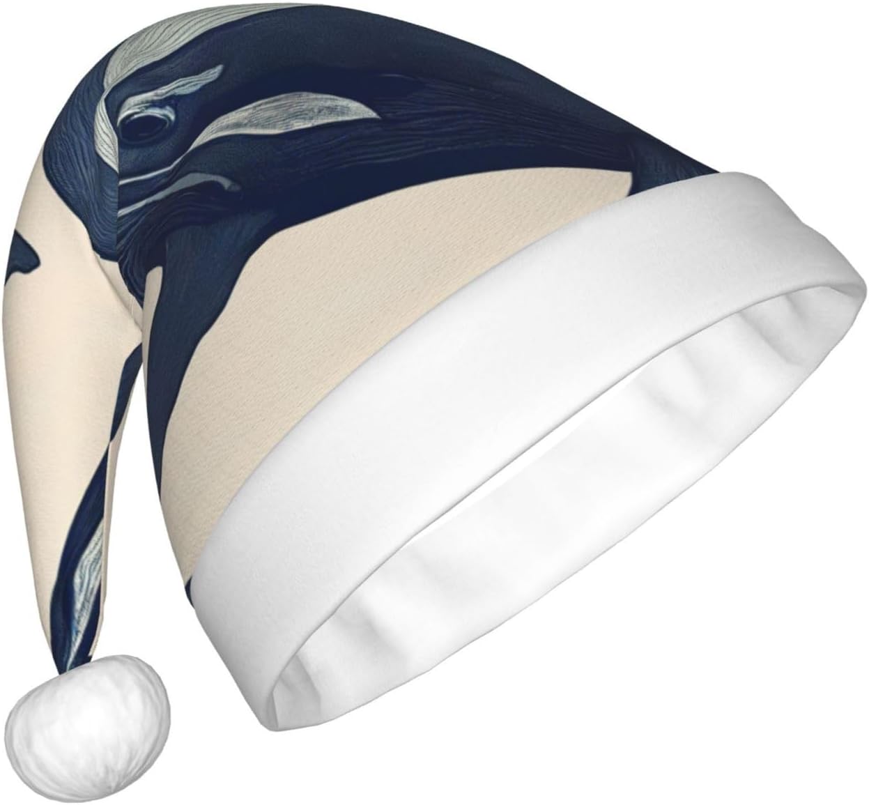 Whales01 Print Christmas Santa Hat Plush for Adults