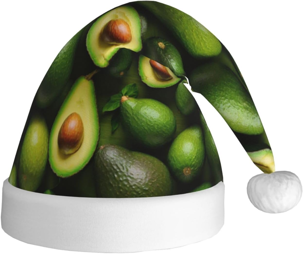 Avocado Pattern Christmas Santa Hat Plush For Adults