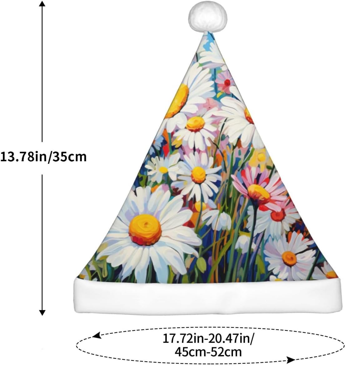 Summer Floral Daisies Christmas Santa Hat Small Plush