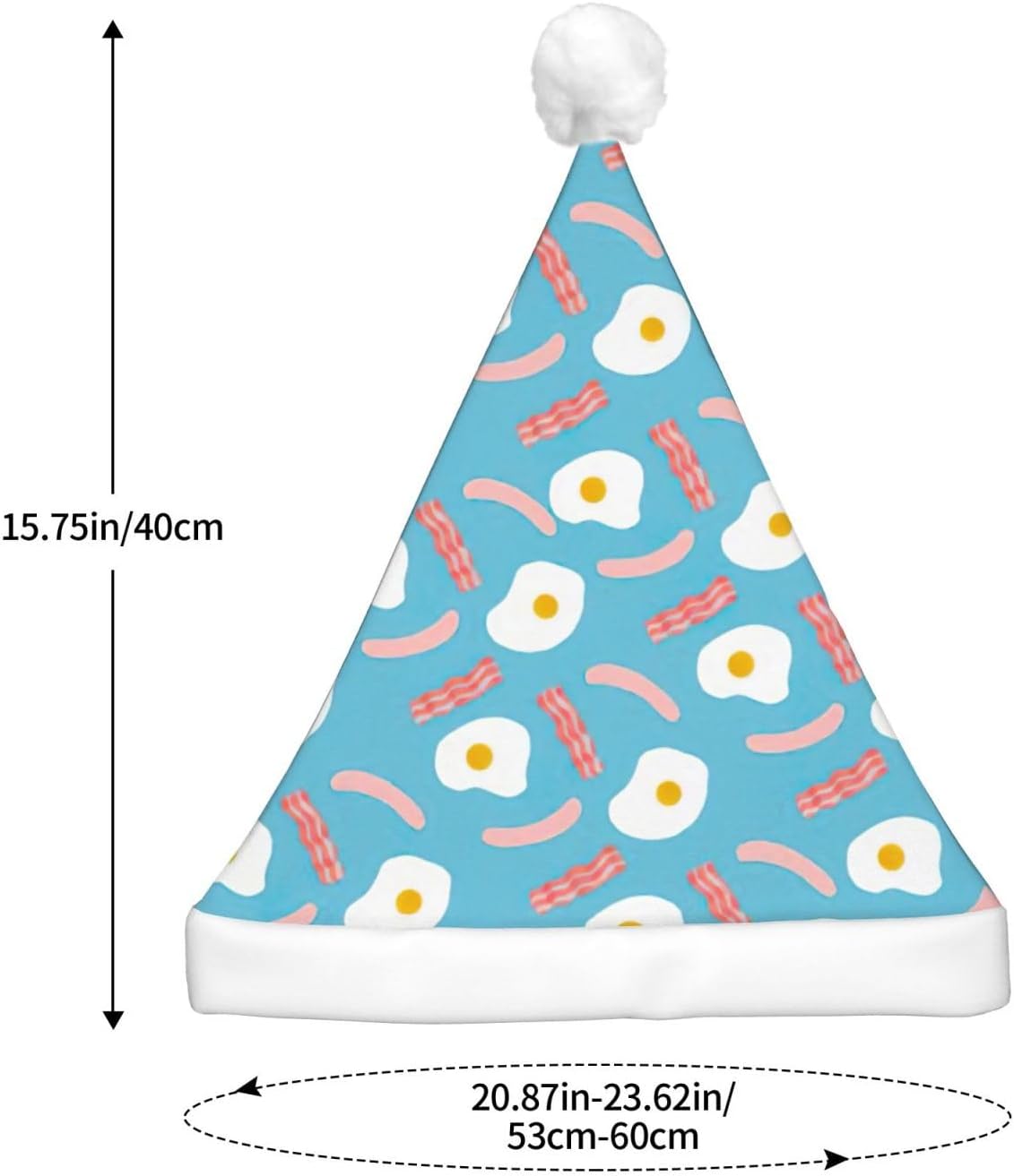 Hot Dog Egg Print Christmas Santa Hat Plush Light Up for Adults