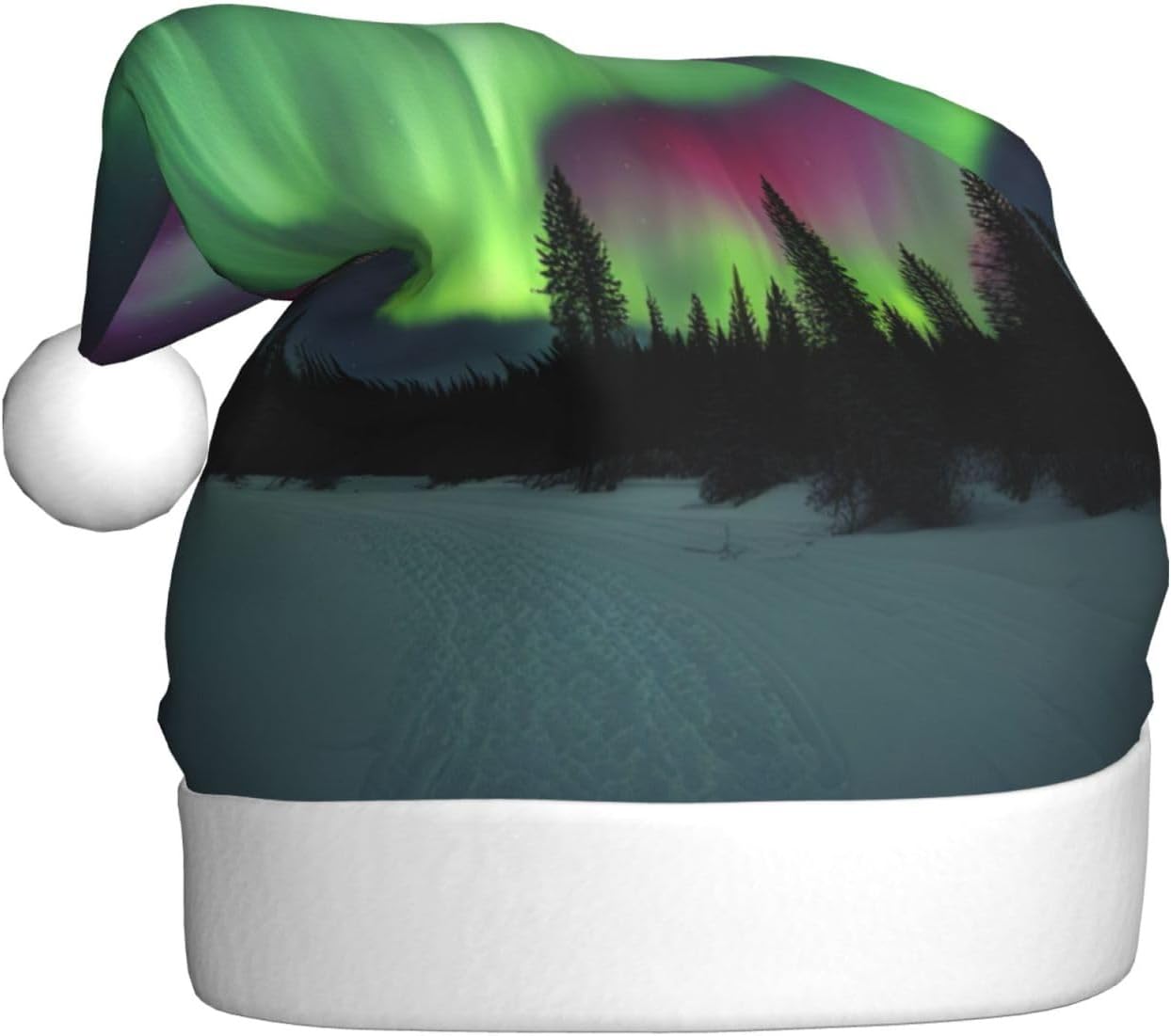 Personalized Santa Hat with Northern Lights Painting Print for Women