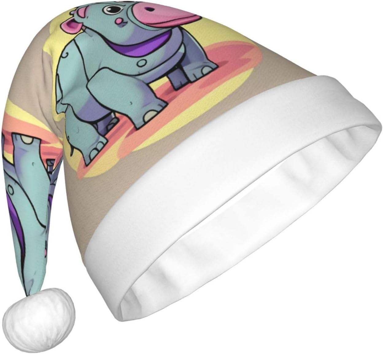 QinZheng Cartoon Hippo Santa Hat Personalized Xmas Gift for Women Adult