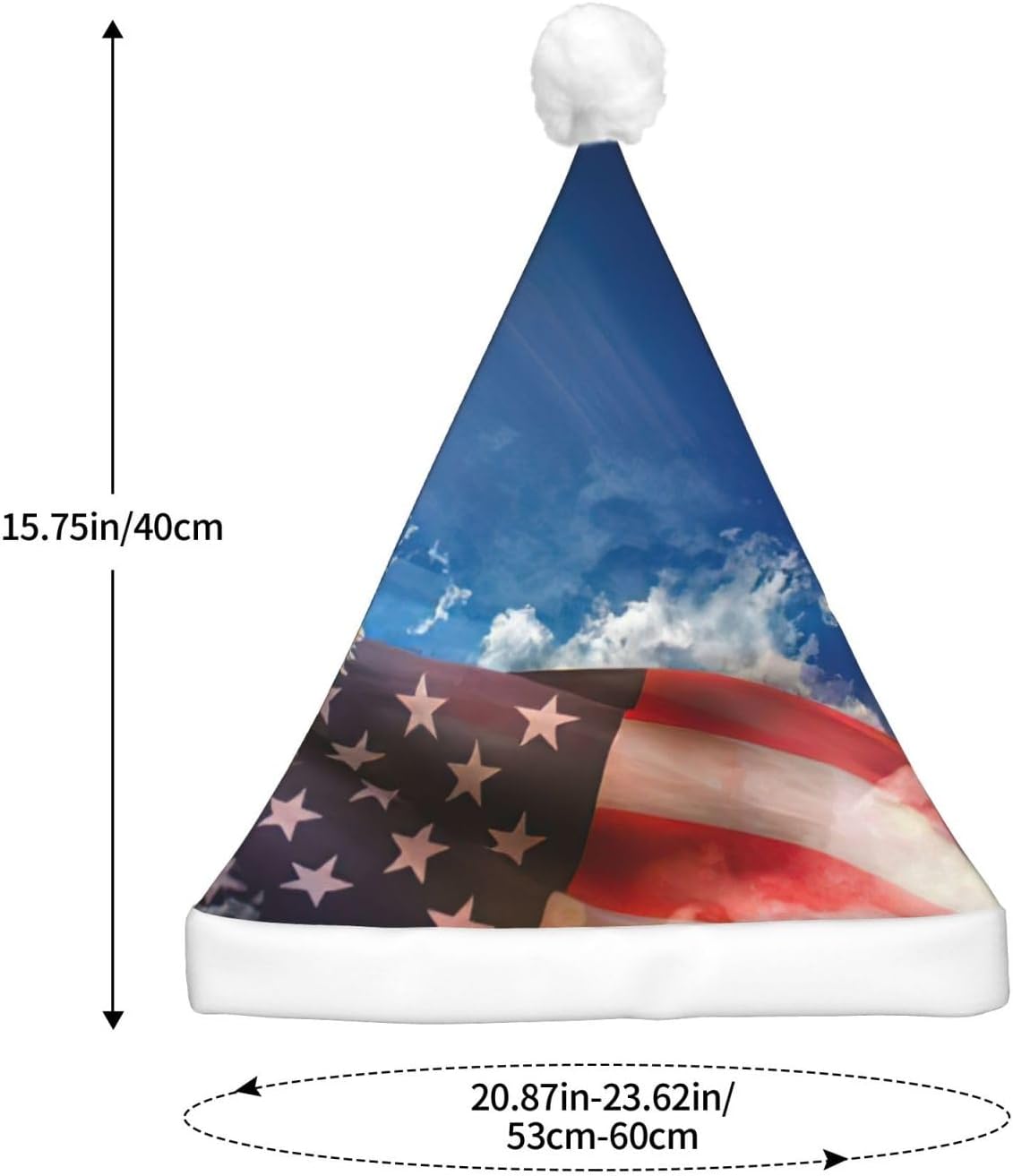 USA Flag Eagle Art Print Light Up Santa Hat for Adults