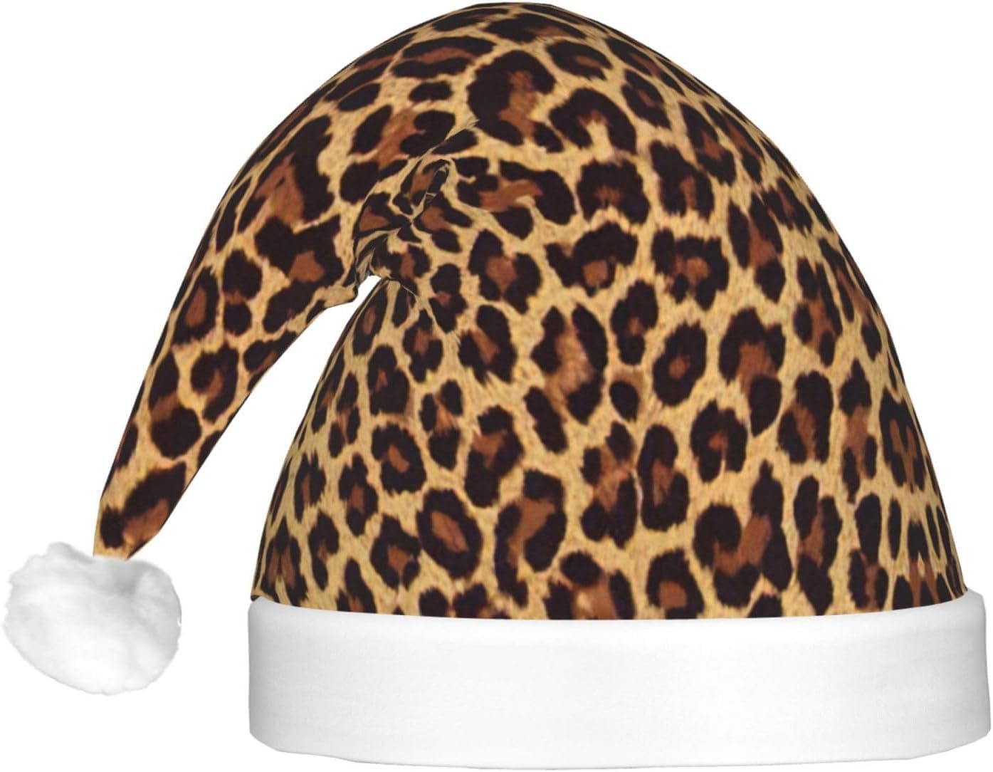 Leopard Patterned Light Up Christmas Santa Hat for Adults