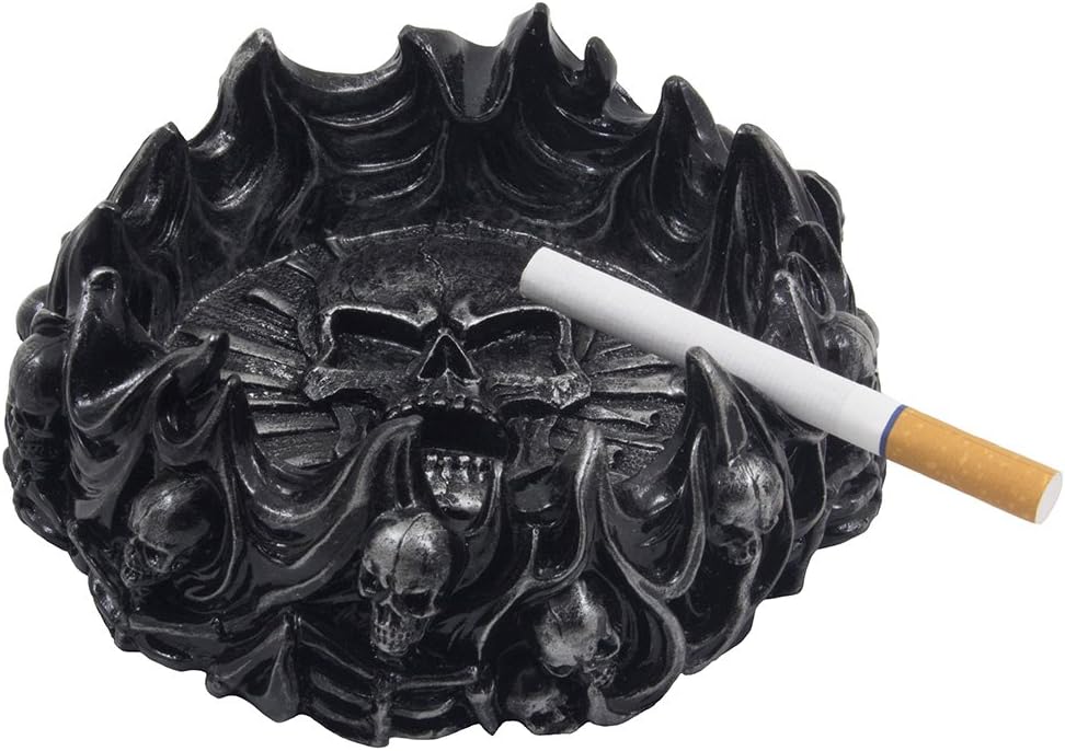 Spooky Skulls and Crossbones Flame Ashtray Decor