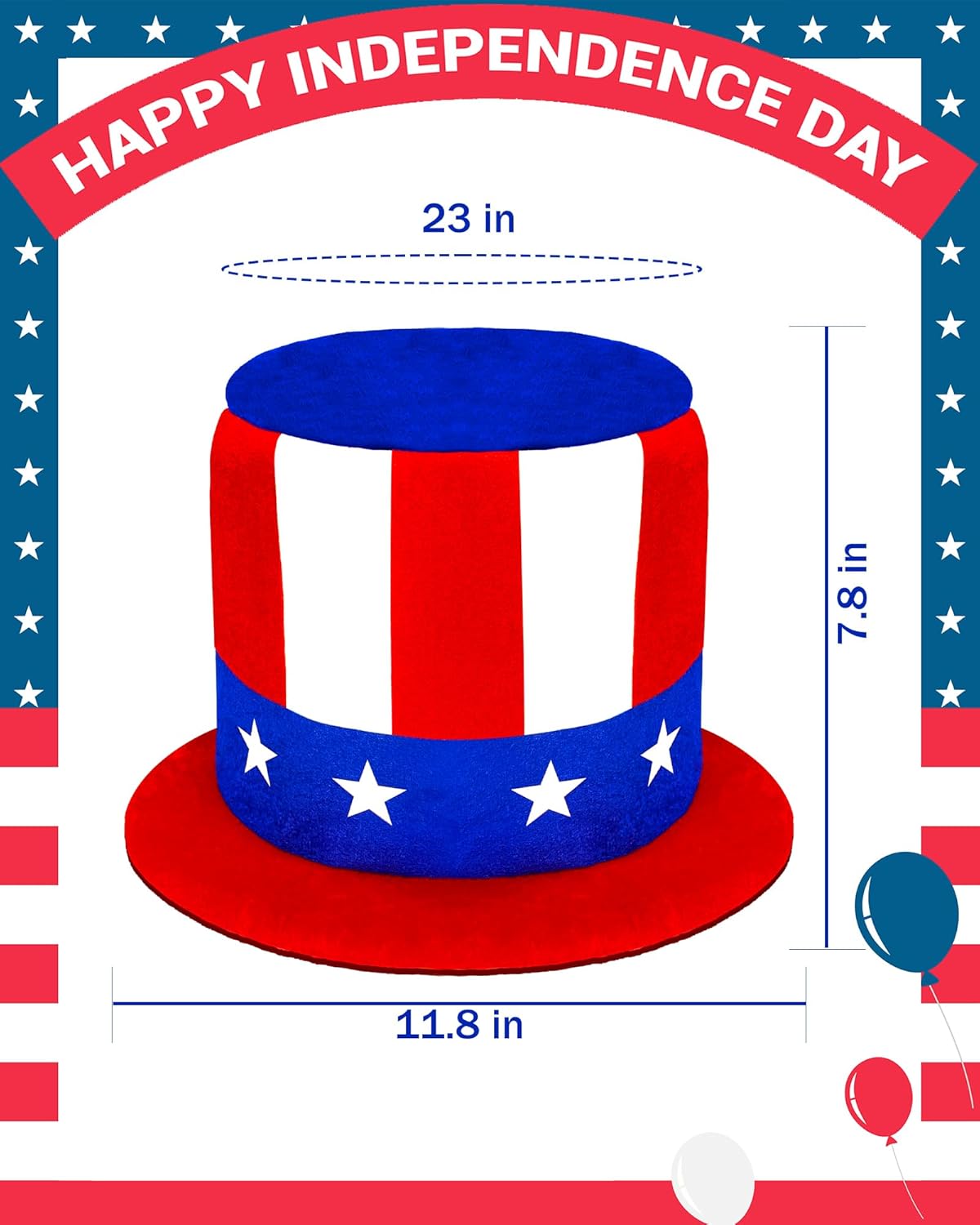 Patriotic Uncle Sam Top Hat 4th of July Decor