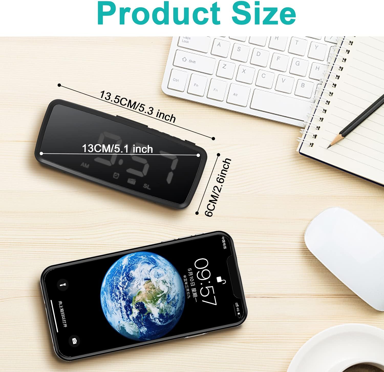 VAUNO Radio Alarm Clock with FM Radio and Adjustable Brightness
