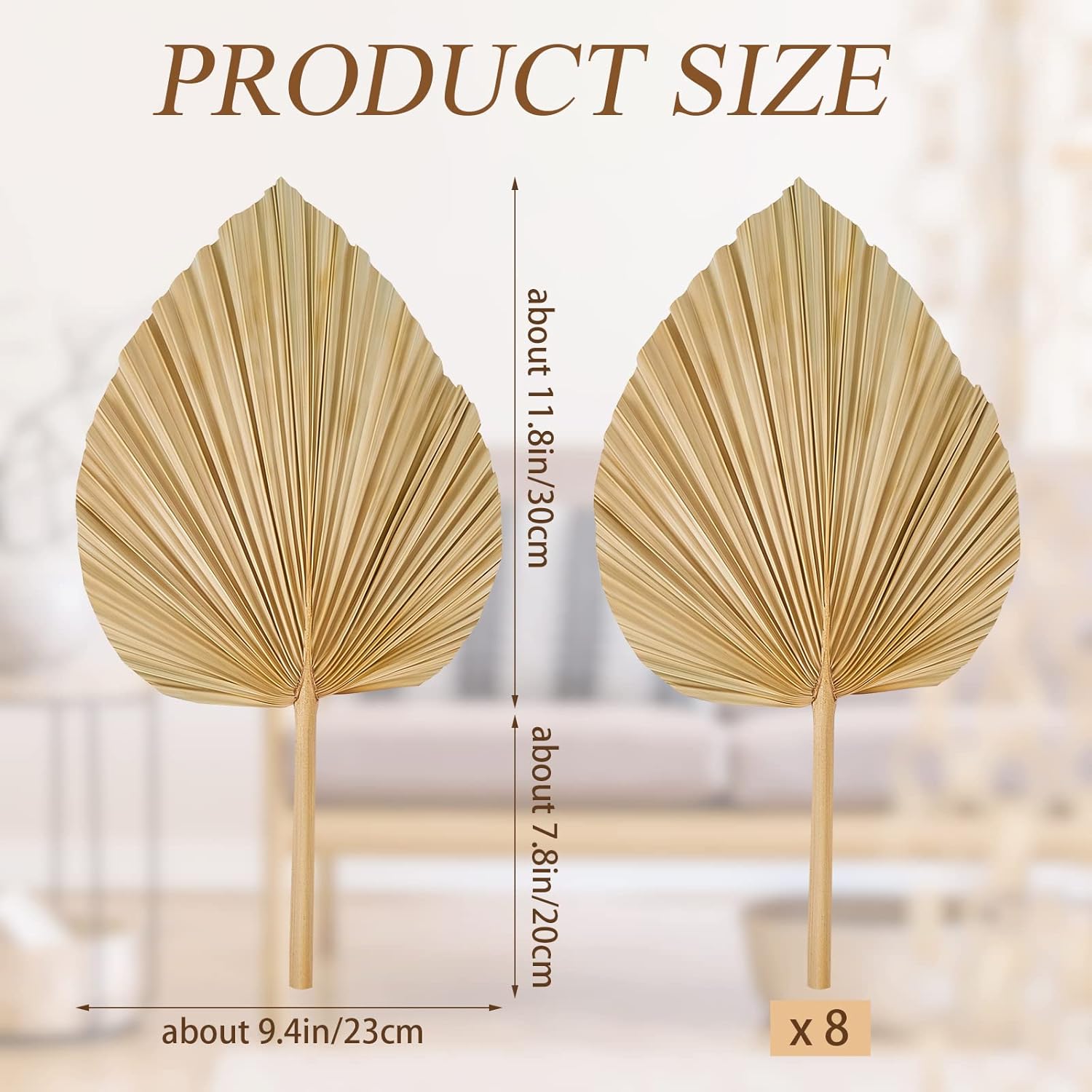 Fabbay 8 Piece 20x9 Inch Dried Palm Leaves Decor