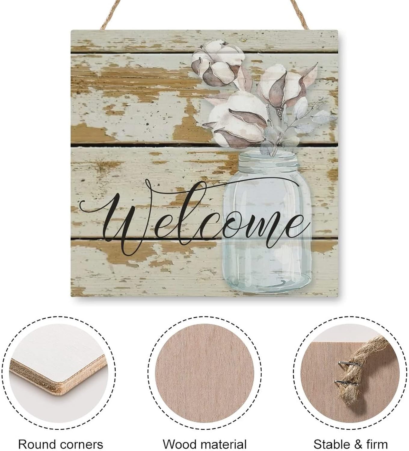Rustic Wood Sign 12x12 Inch Decorative Wall Art