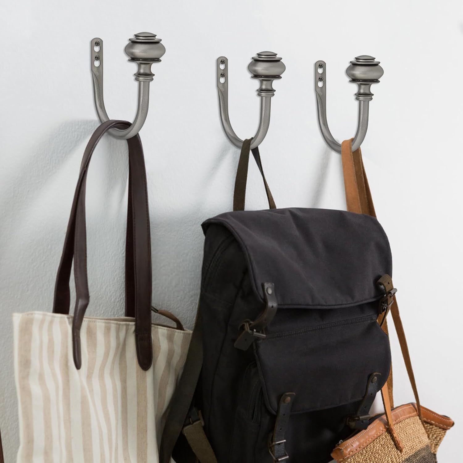 Curtain Holdbacks 4 Pack Grey Wall Mounted Hooks