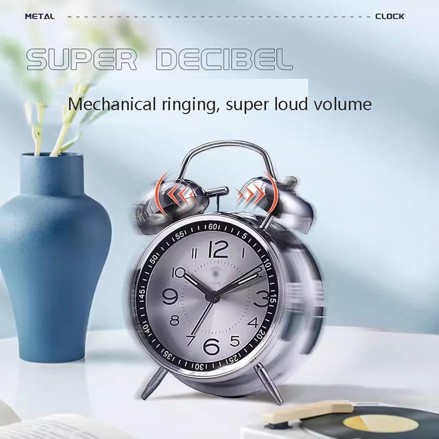 GRFIT 4 Inch Loud Dual Bell Alarm Clock with Backlight