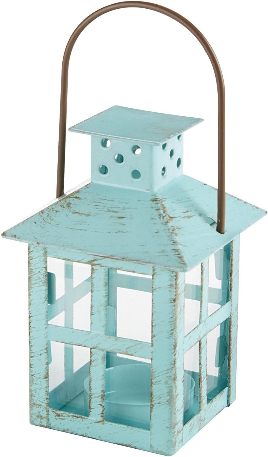 Kate Aspen Distressed Blue Mini Metal Lantern
