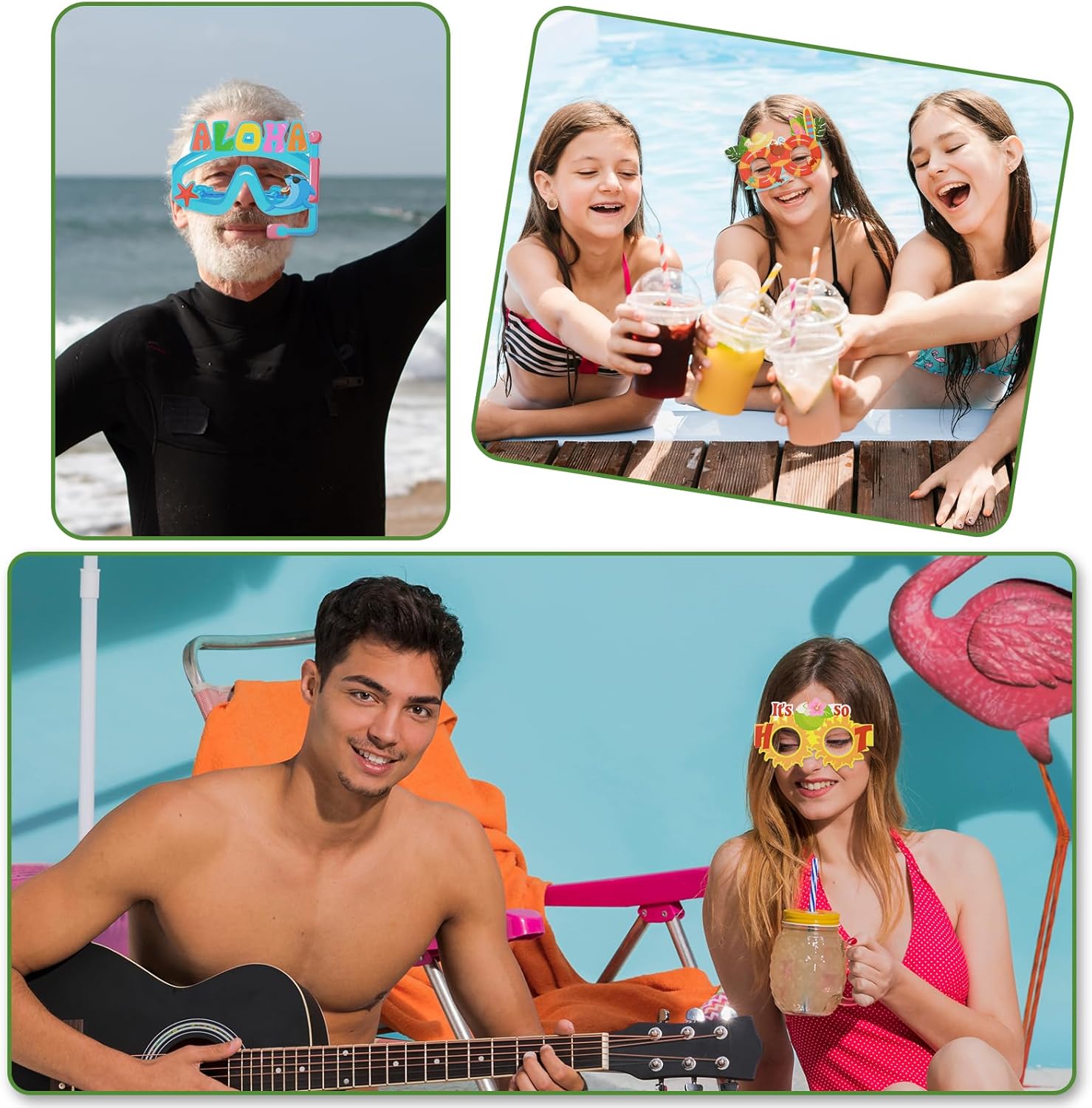 16 Pcs Tropical Beach Party Sunglasses Decor