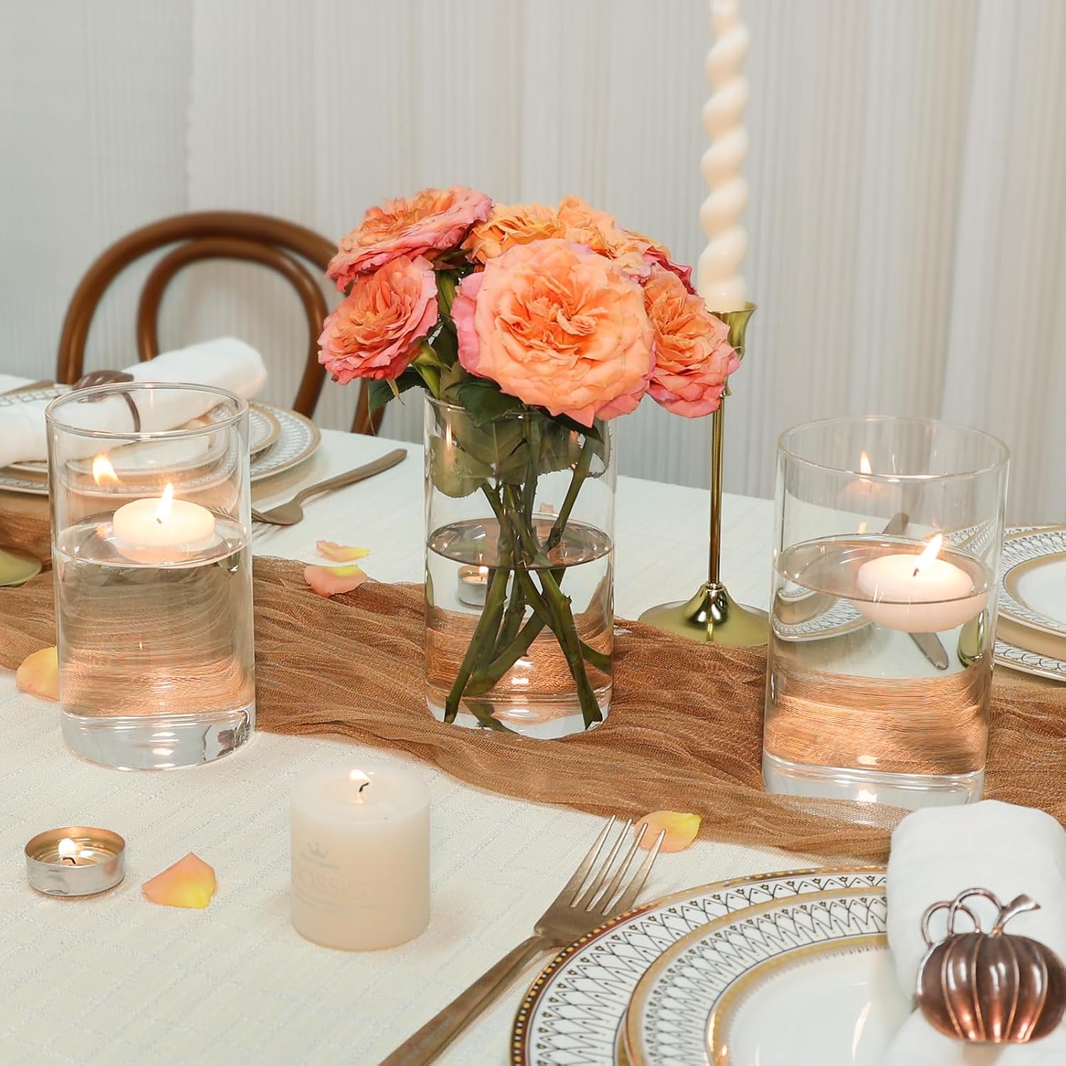 6 Pack Clear Glass Cylinder Vase for Table Centerpieces