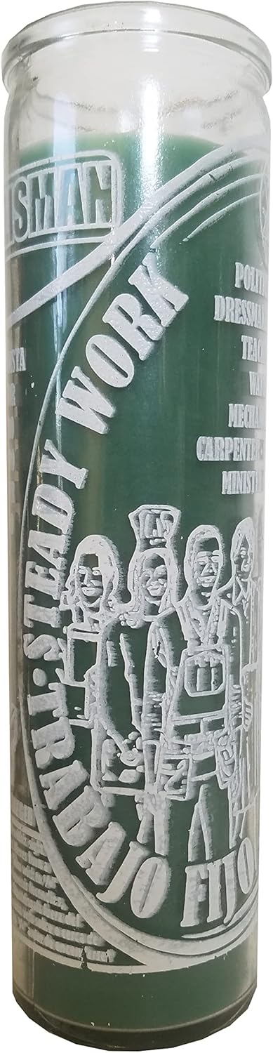 Staci19 Steady Work Green Pillar Candle