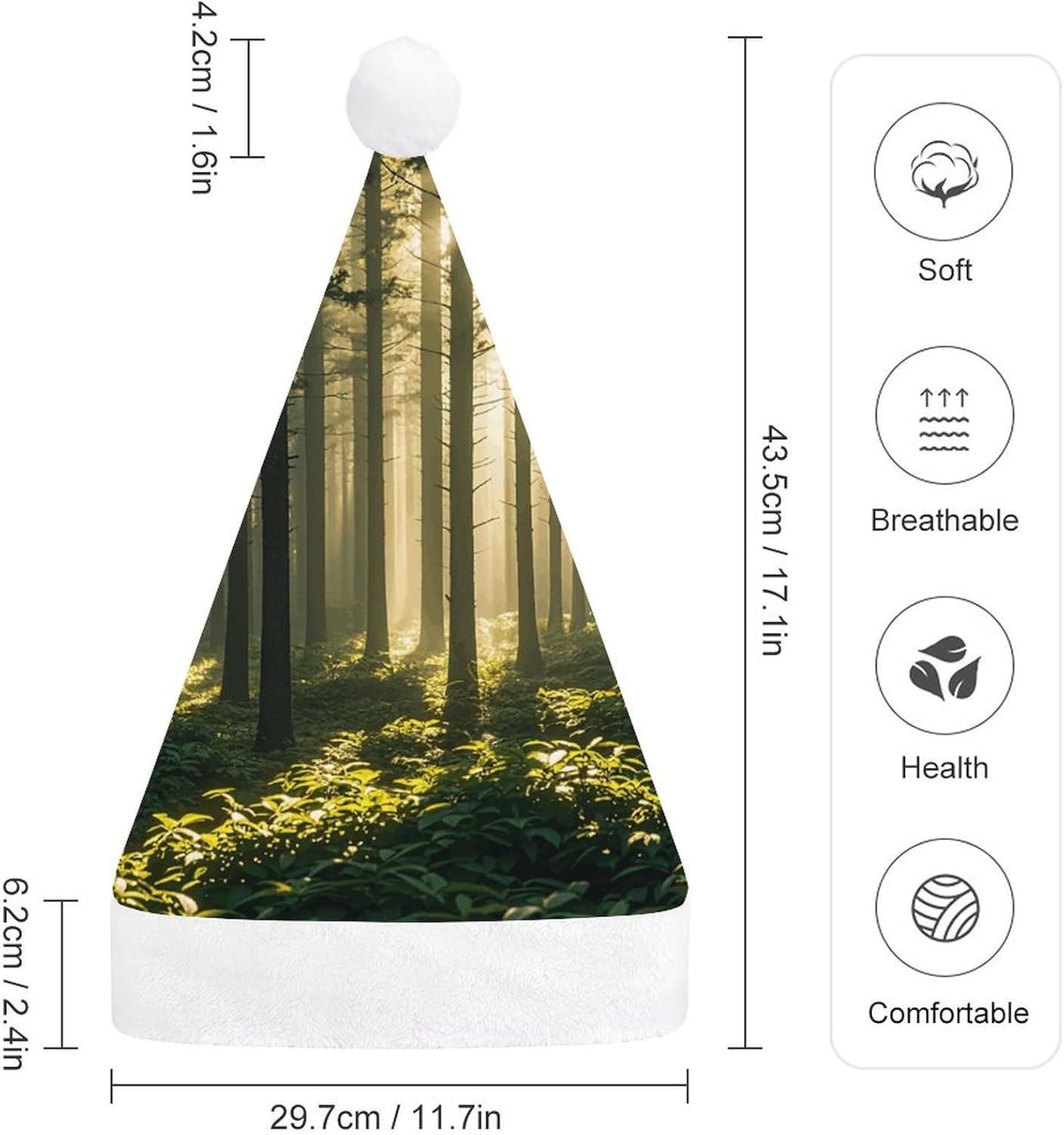 Santa Hat Forest White Christmas Party Hat for Adults