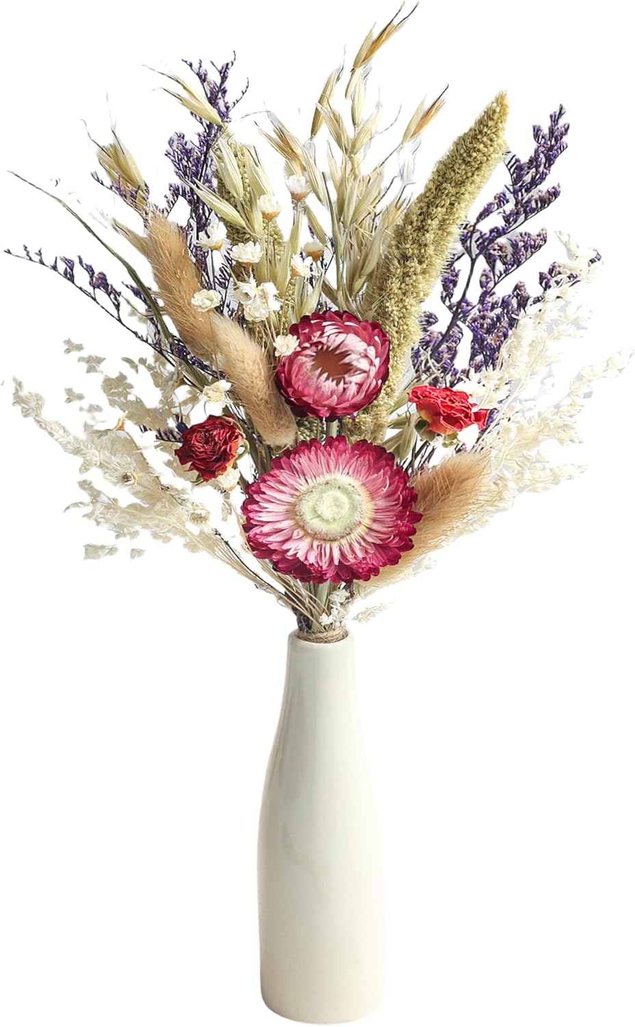 Dried Flower Bouquet with Ceramic Vase for Weddings