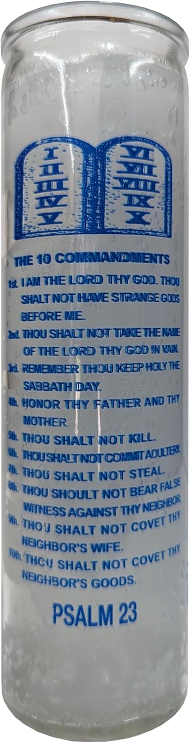 Generic Psalm 23 8 Inch Tall Glass Pillar Candle White