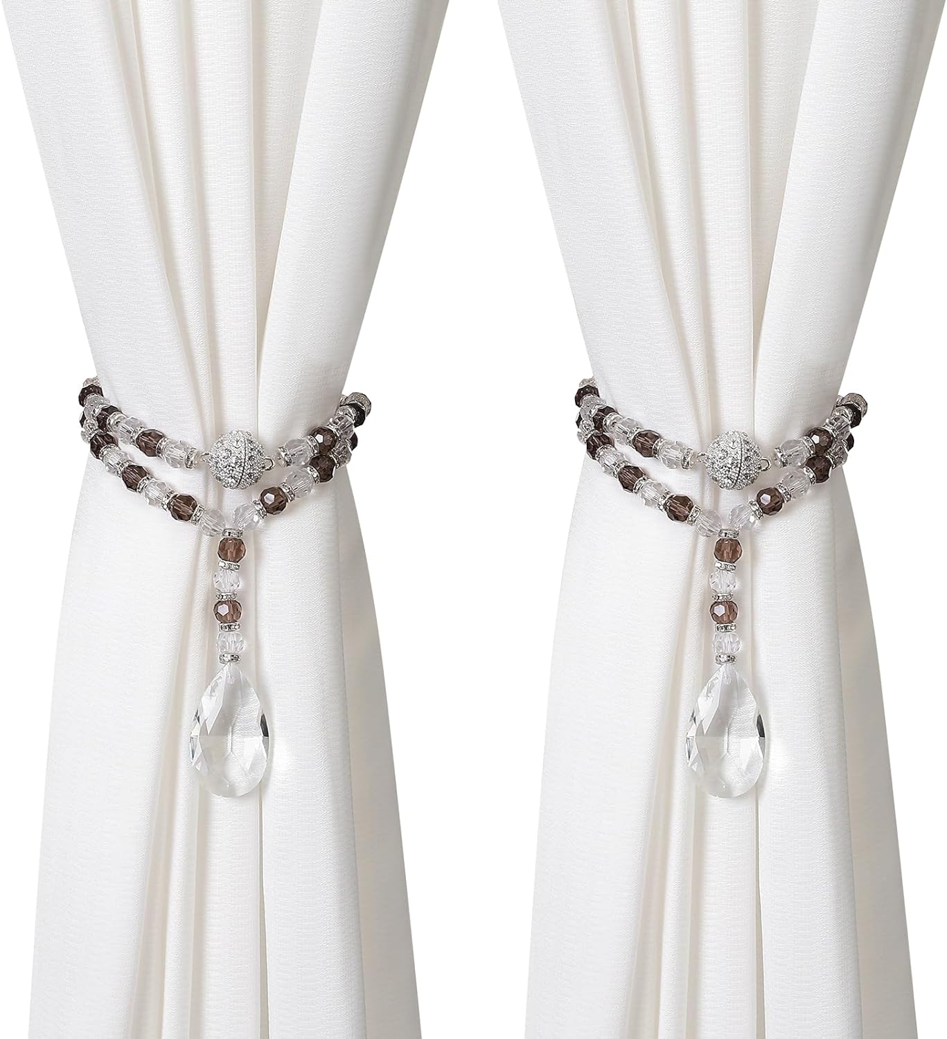 SUQ I OME Magnetic Crystal Beaded Curtain Tieback Gray