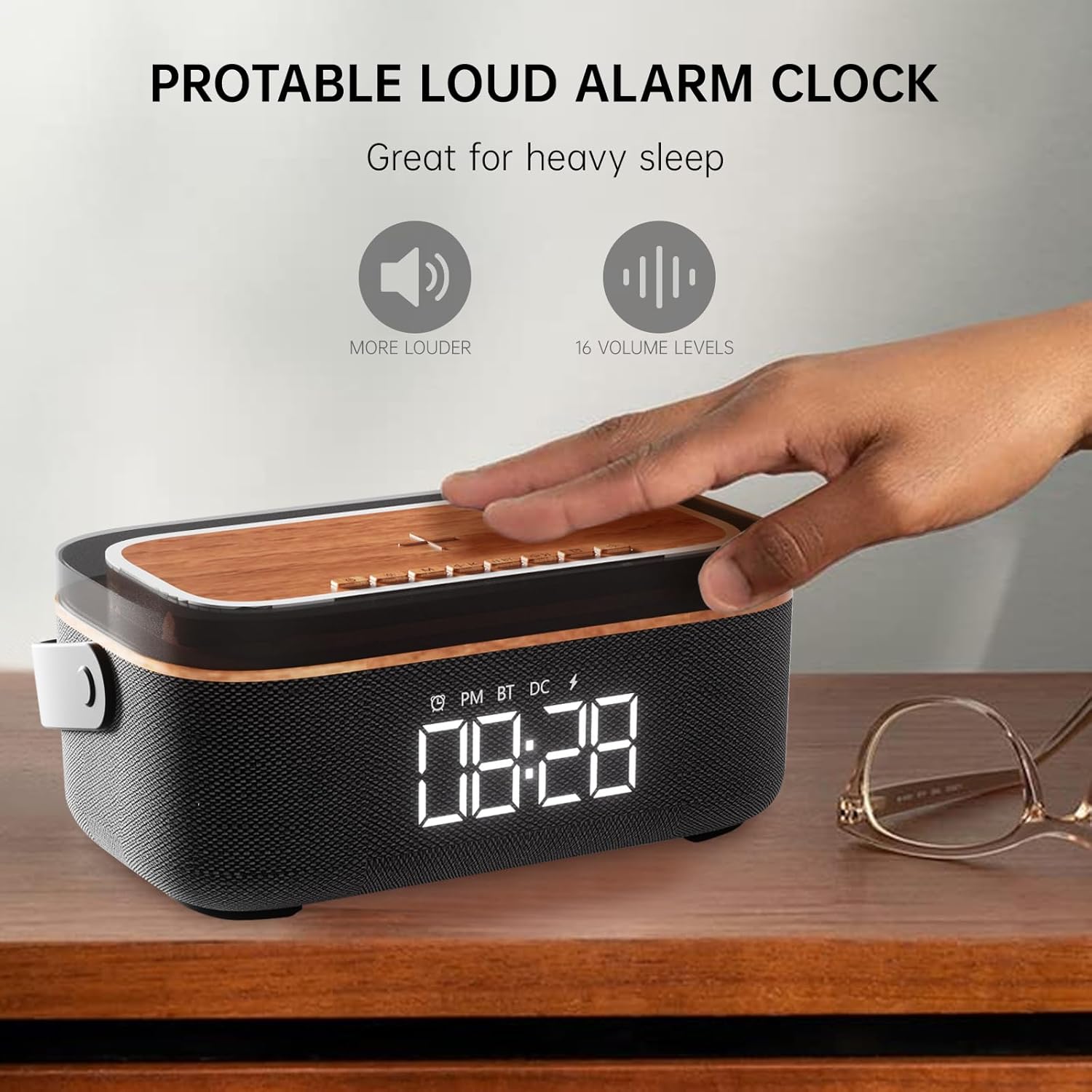 LOVME Alarm Clock with Bluetooth Speaker and Night Light