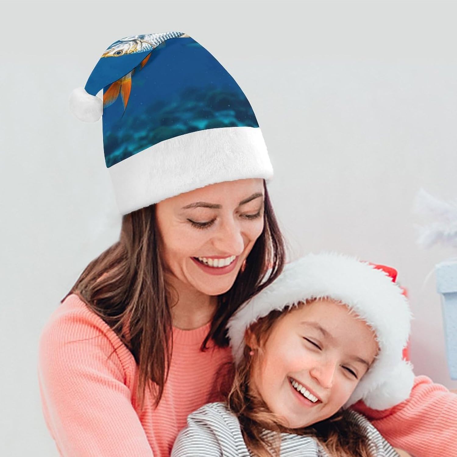 Santa Hat Flying Fish Christmas Headwear for Adults