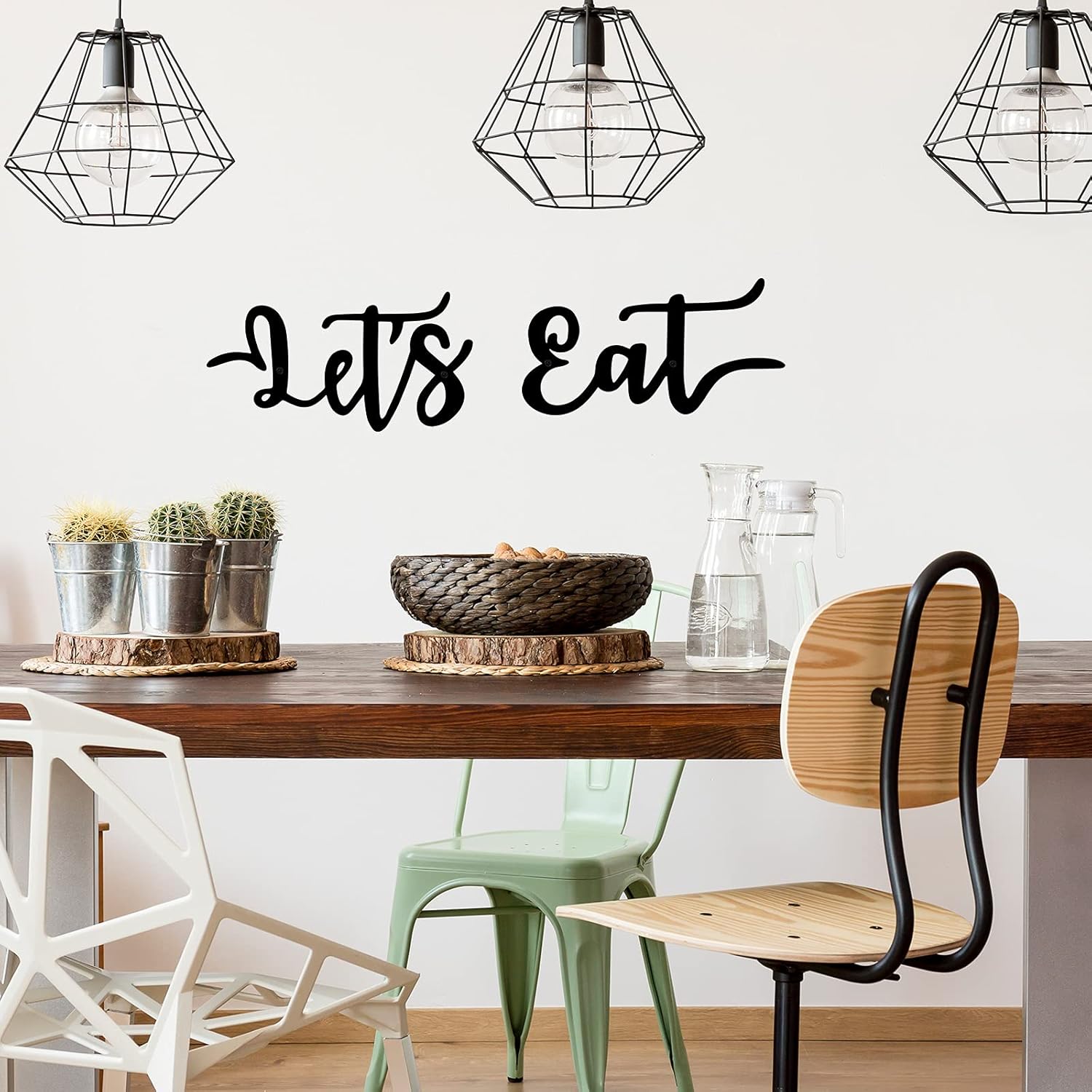 Hotop 2 Piece Lets Eat Metal Wall Sign Set