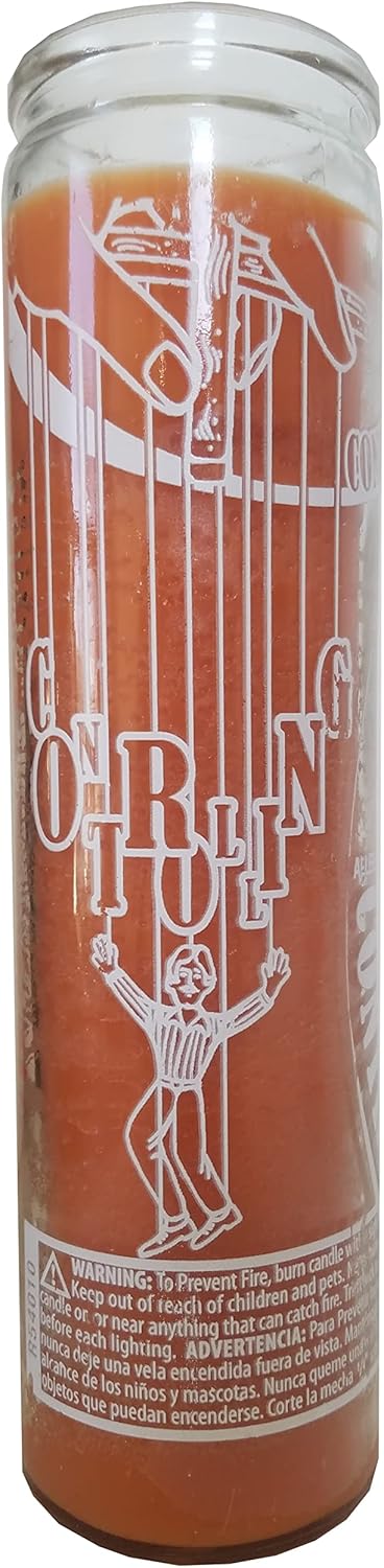 Controlling Orange Pillar Candle 8 Inches Tall