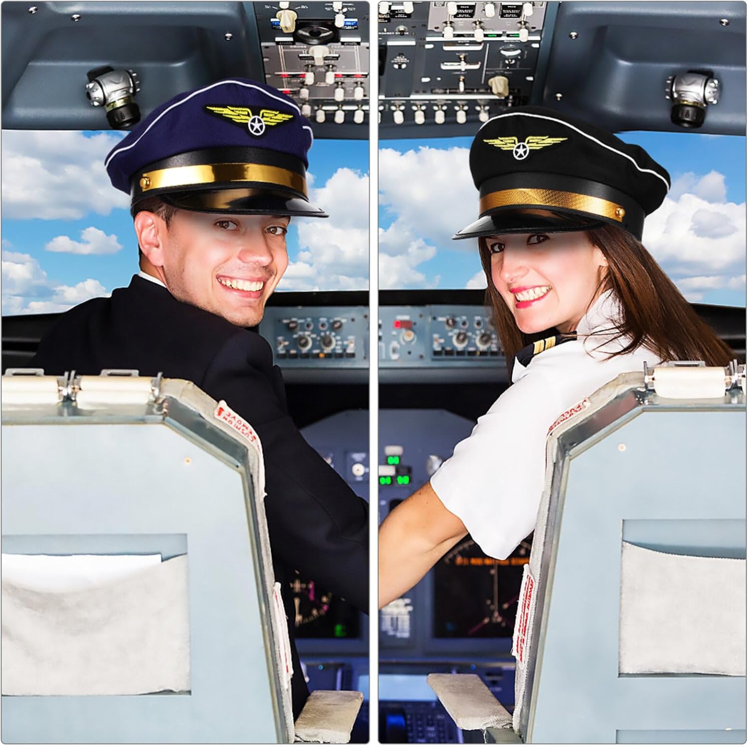 Gadpiparty 2 Pack Captain Pilot Hats Adjustable Costume Accessories