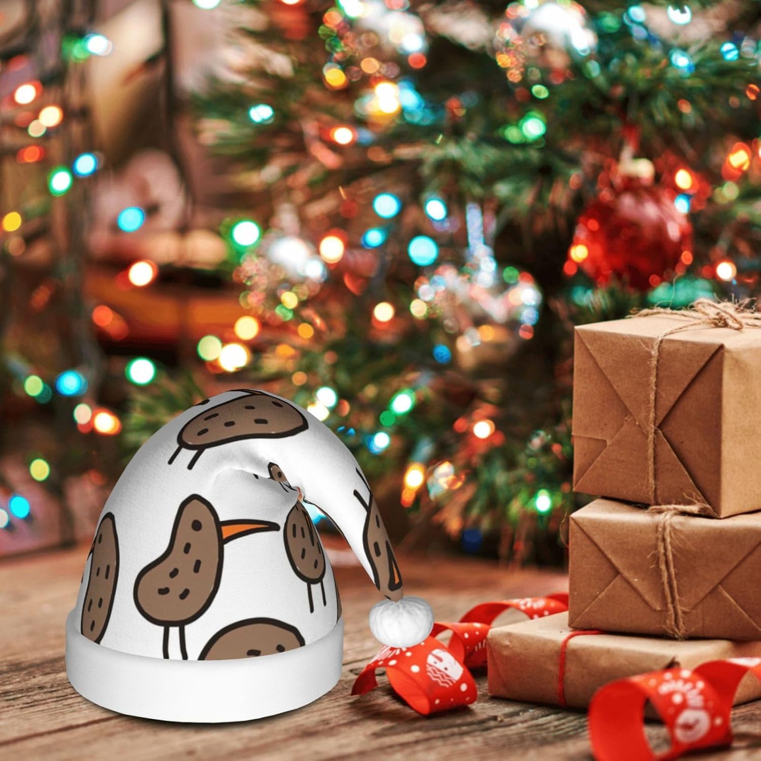 QINZHENG Kiwi Birds Santa Hat Christmas Decoration Headwear
