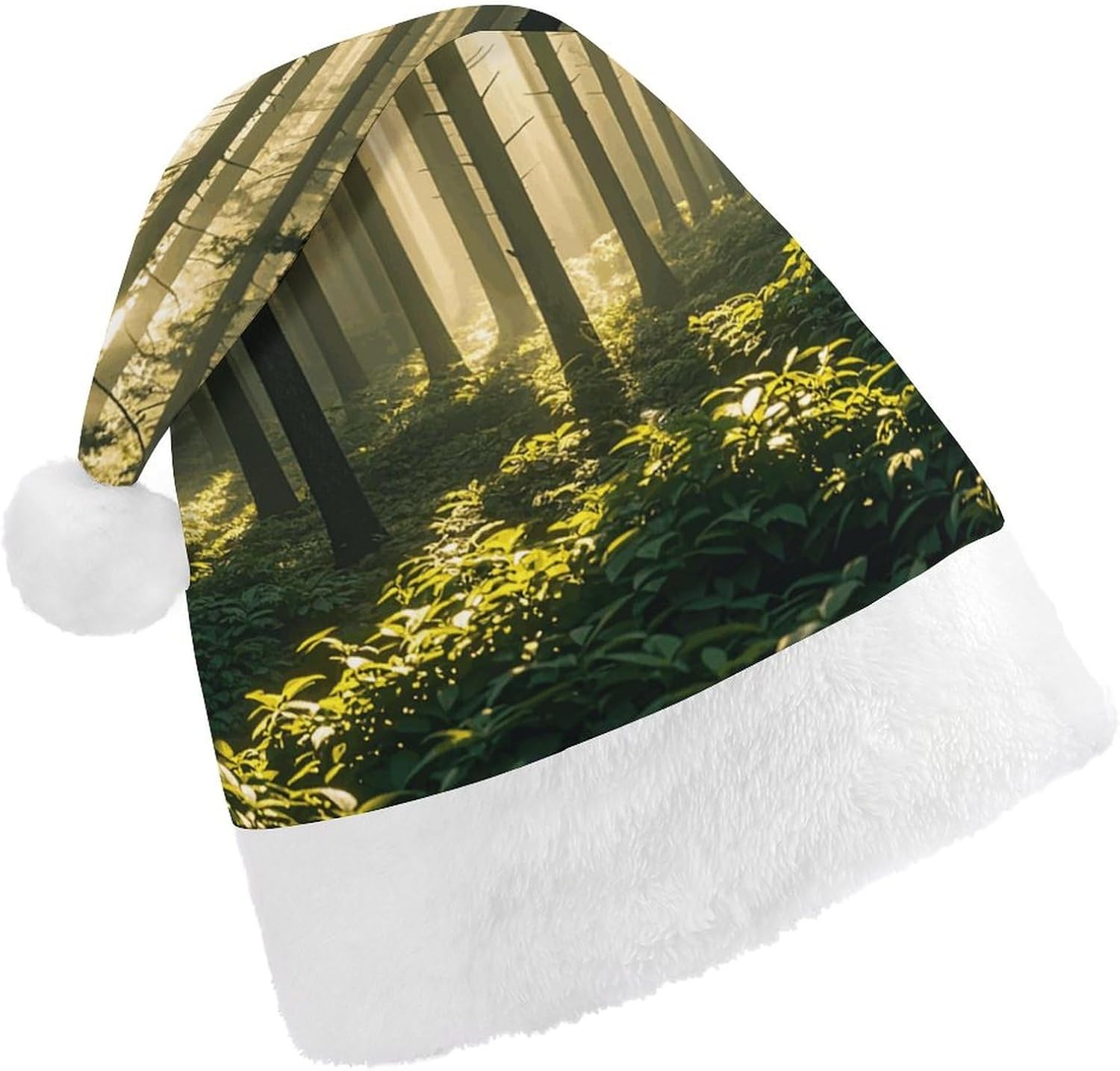 Santa Hat Forest White Christmas Party Hat for Adults