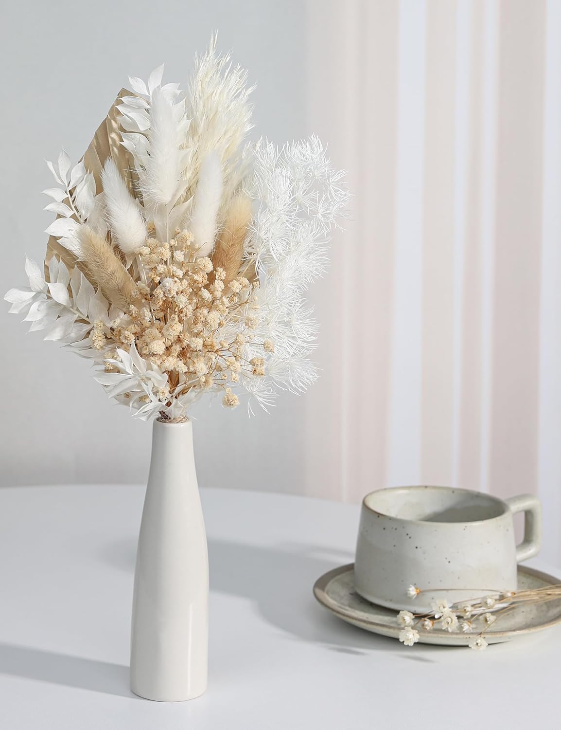 Xins Convey Dried Flowers with Ceramic Vase Set Brown
