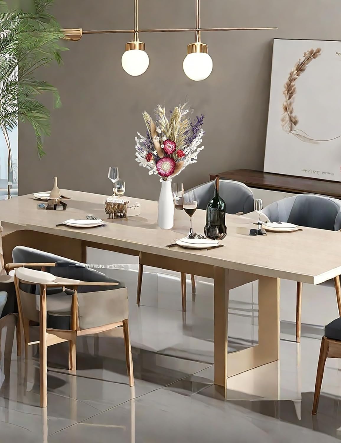 Dried Flower Bouquet with Ceramic Vase for Weddings