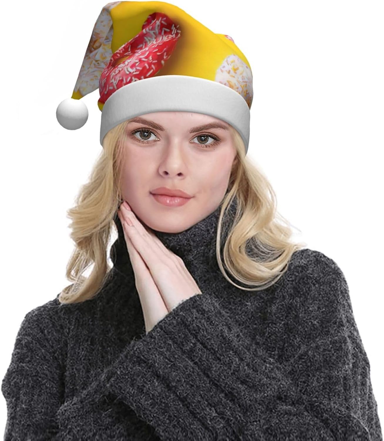 Qin Zheng Personalized Santa Hat with Doughnut Print