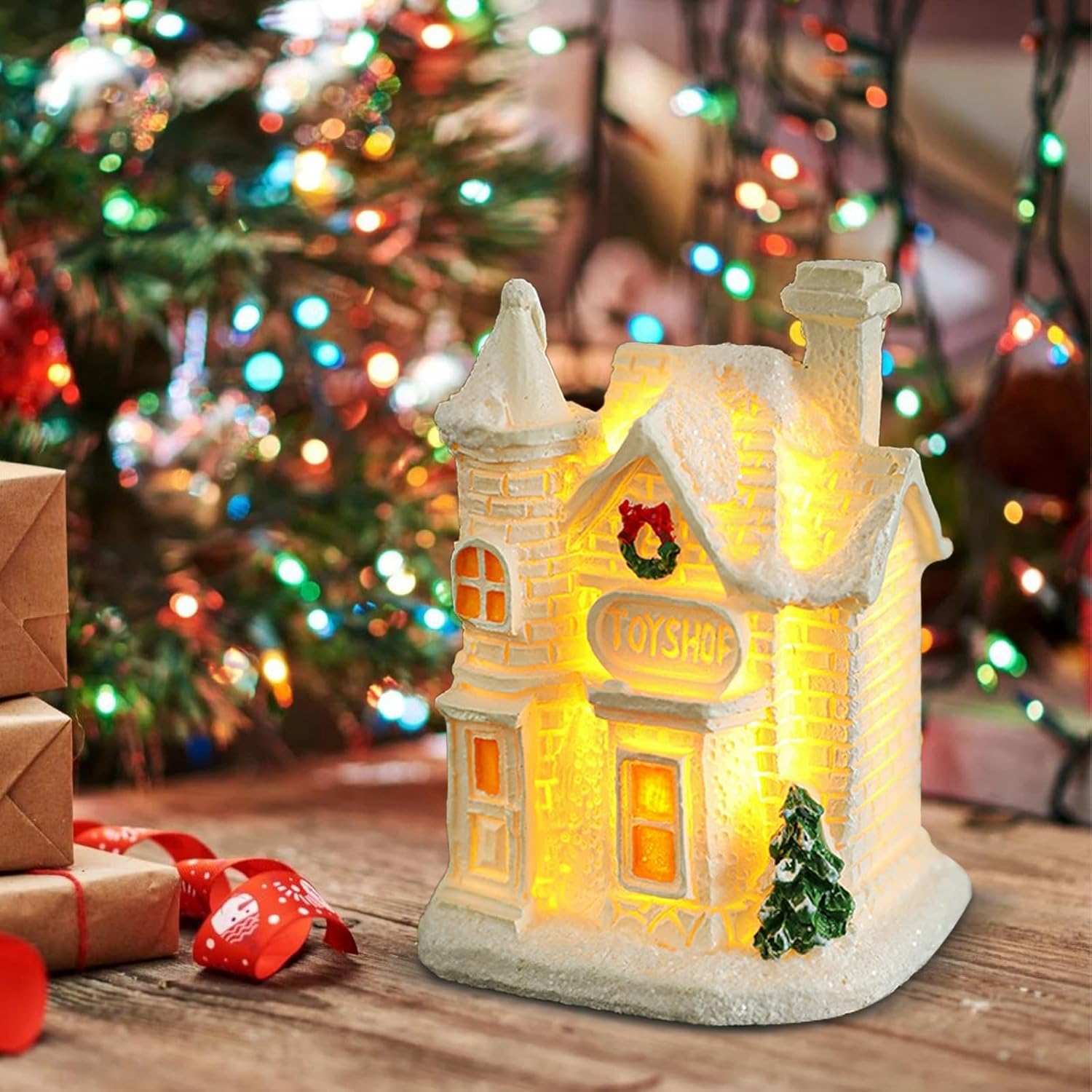 LuxeOne Christmas Village Houses with LED Lights