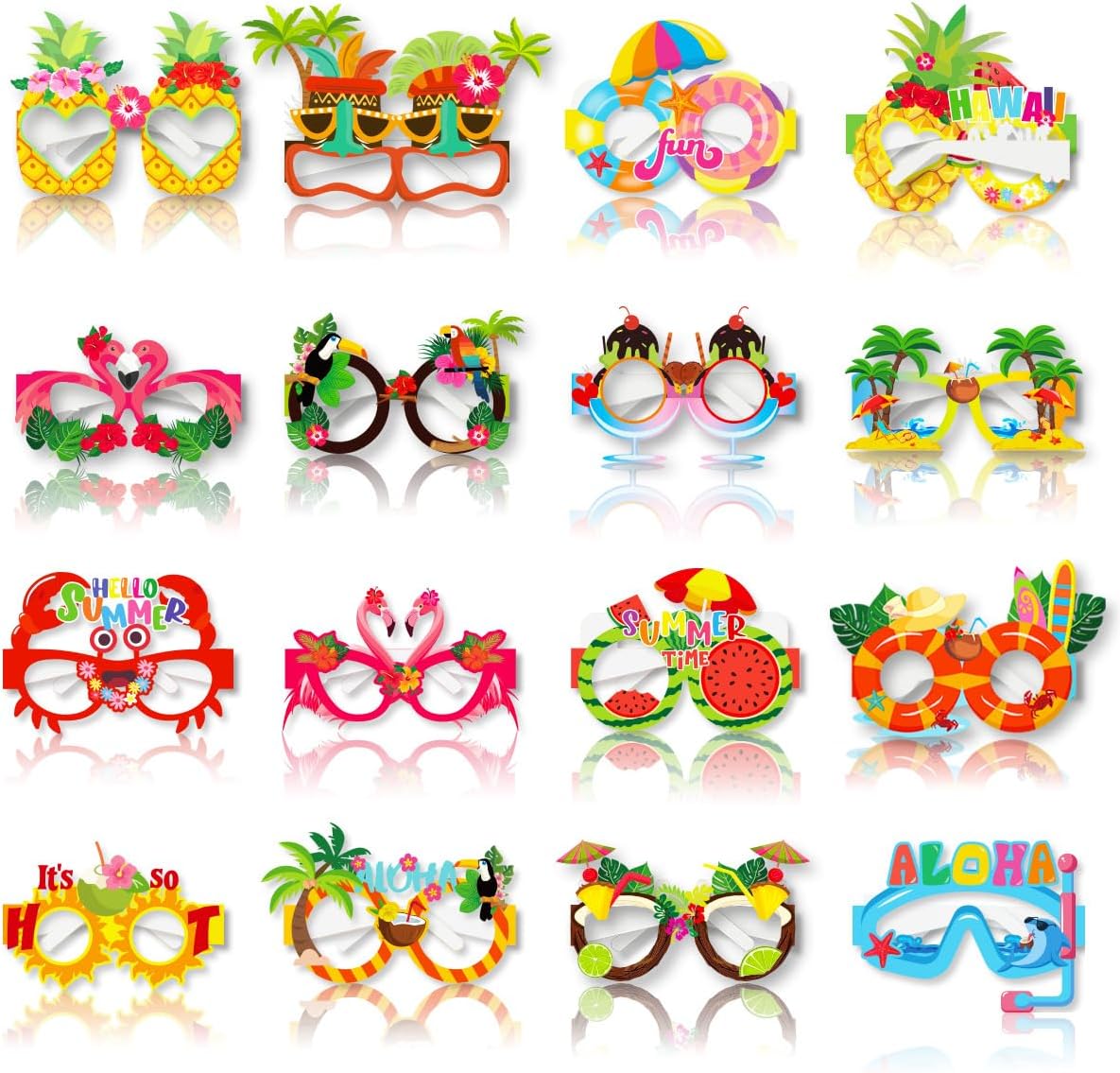 16 Pack Tropical Beach Party Sunglasses Frame