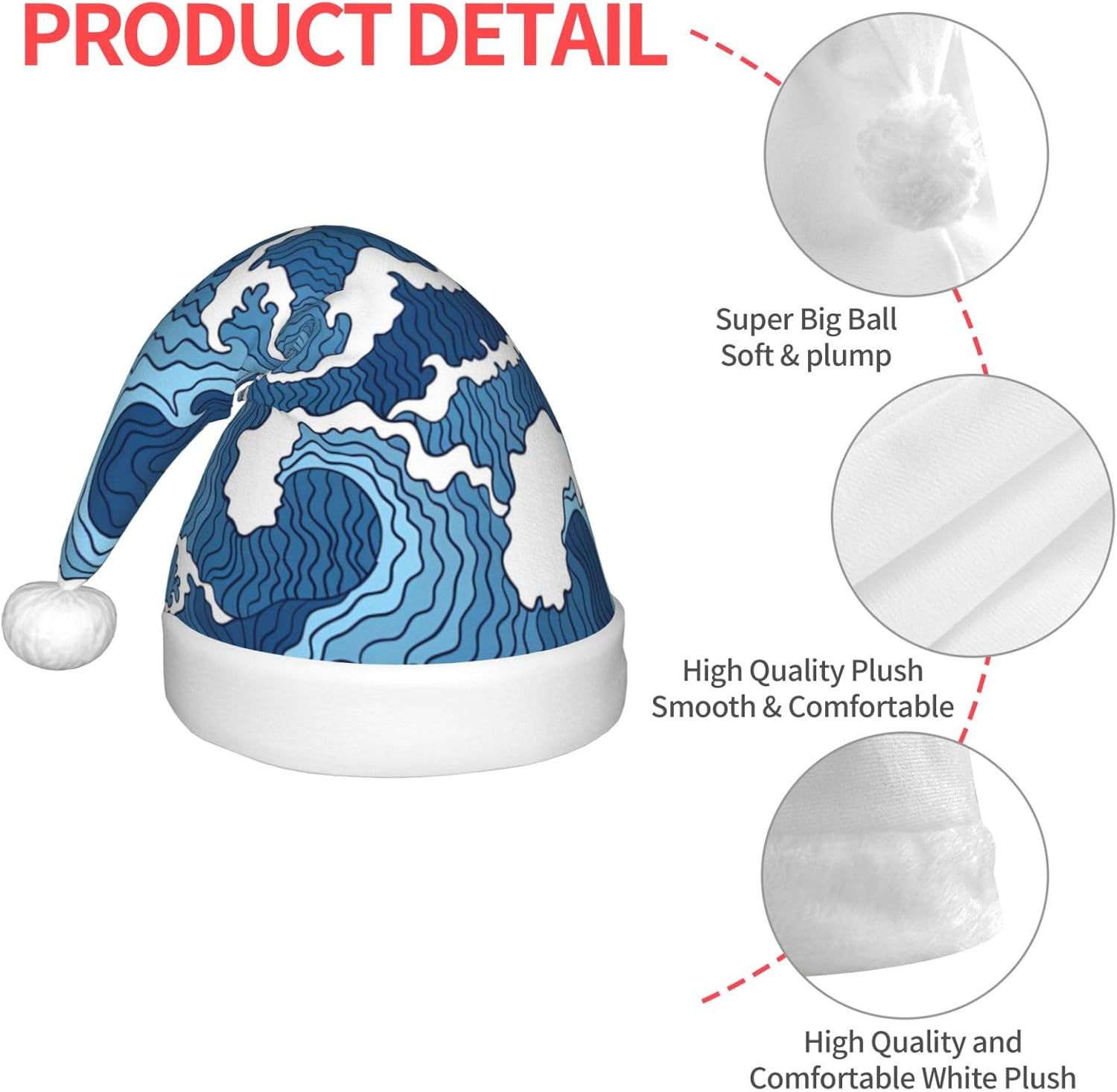 Stormy Sea Print Christmas Santa Hat Small Size