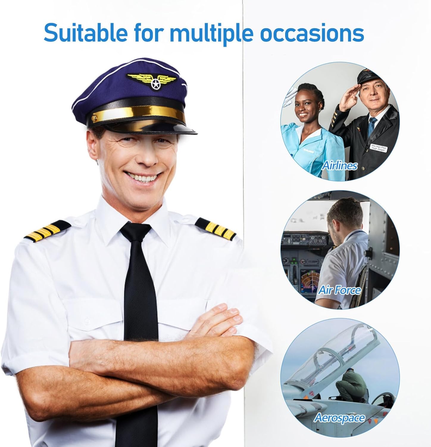 Gadpiparty 2 Pack Captain Pilot Hats Adjustable Costume Accessories