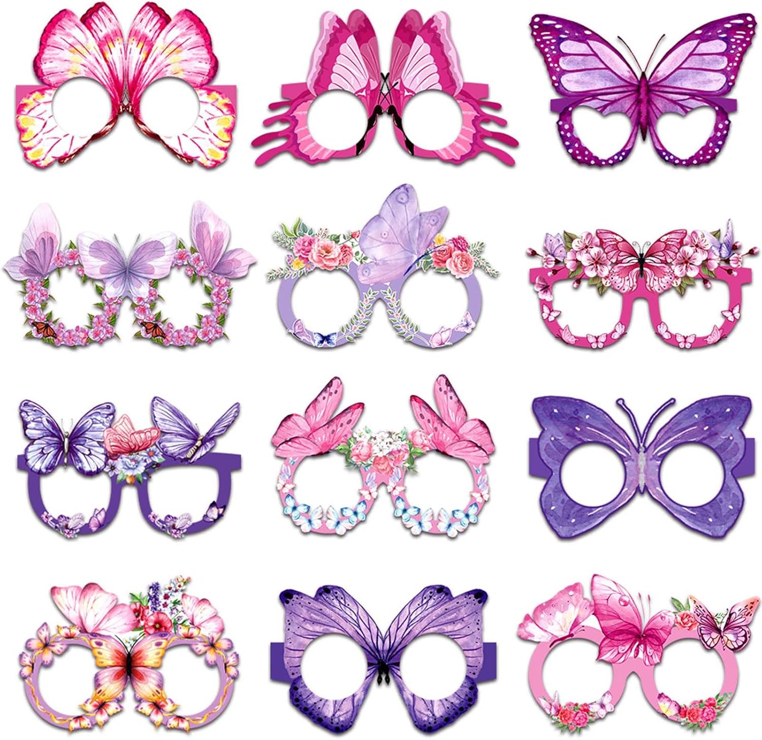 24 Pcs Spring Butterfly Paper Eyeglasses Party Props