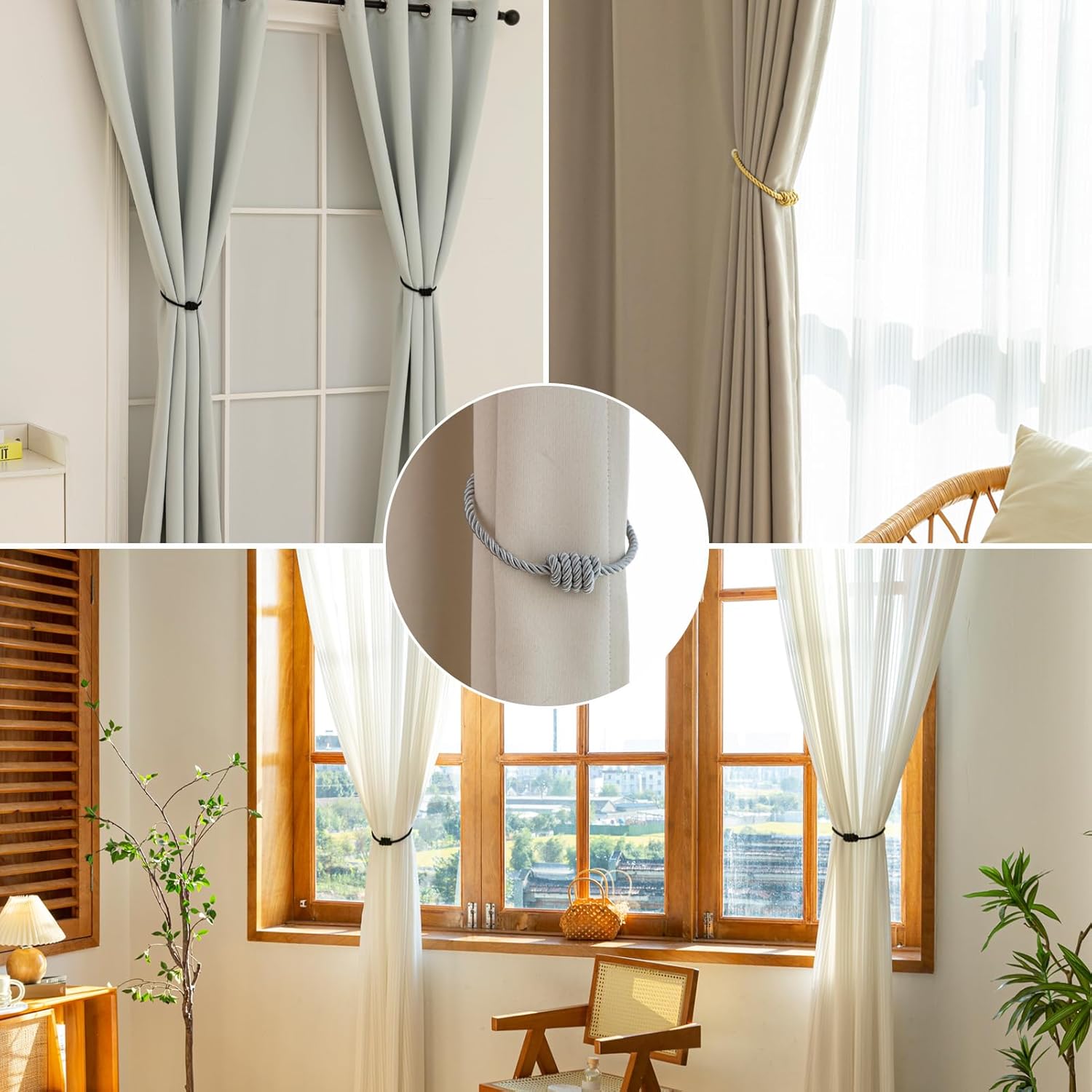 Contoeey Magnetic Curtain Tiebacks - 8 Pack Grey