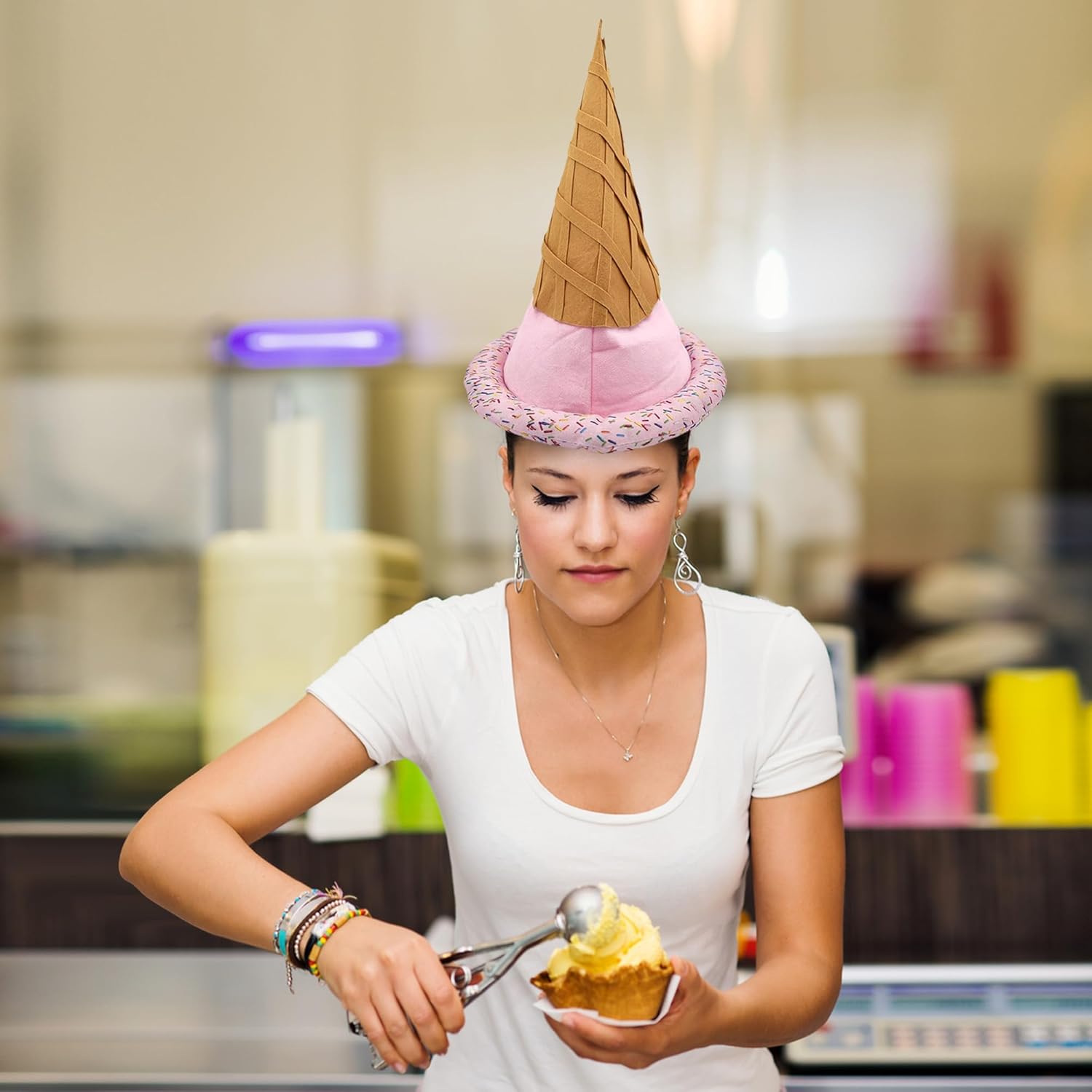Adult Funny Food Hat Ice Cream Cone Festival Party Costume Accessory