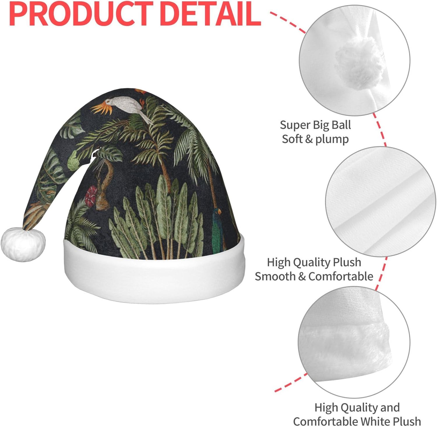 Watercolour Cactus Print Christmas Santa Hat Small Size