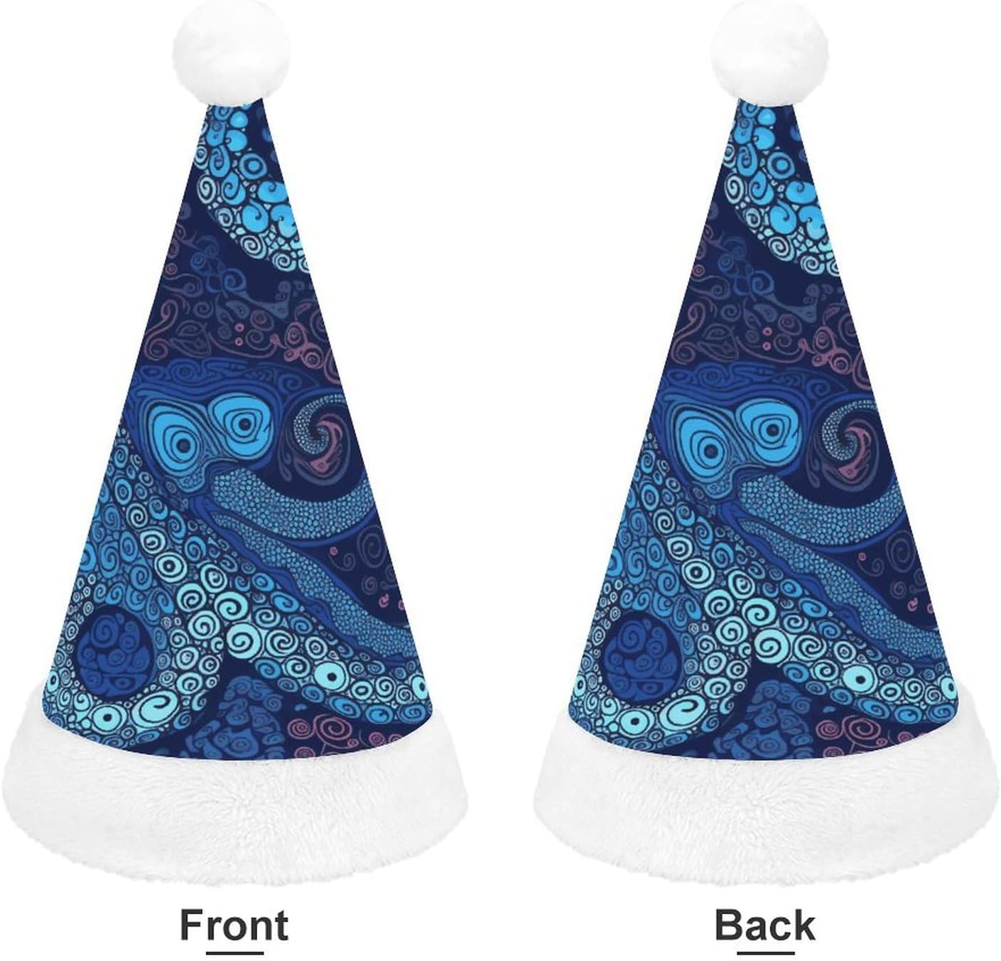 Christmas Santa Hat Blue Octopus Holiday Costume Headwear