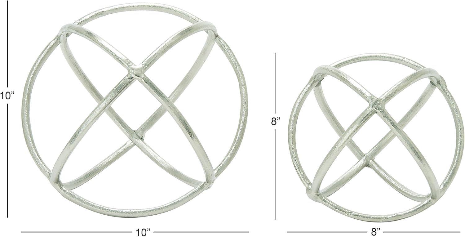 Deco 79 Modern Geometric Wall Sculptures Set of 2 Silver