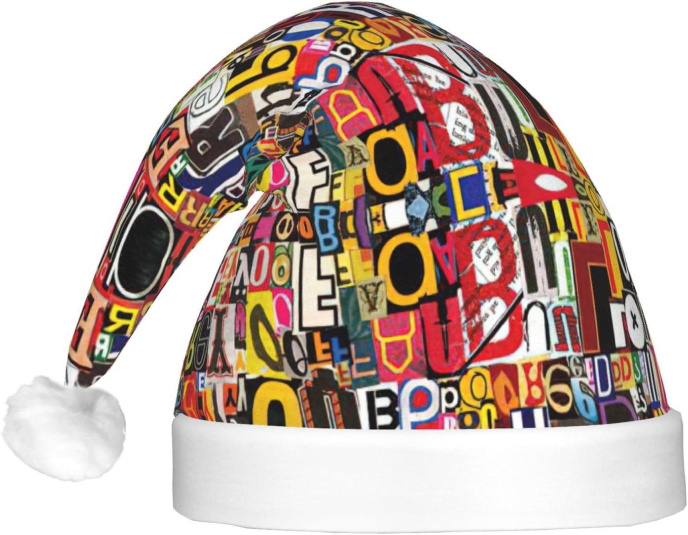 Letter Number Print Santa Hat Plush Light Up Winter Party Hat