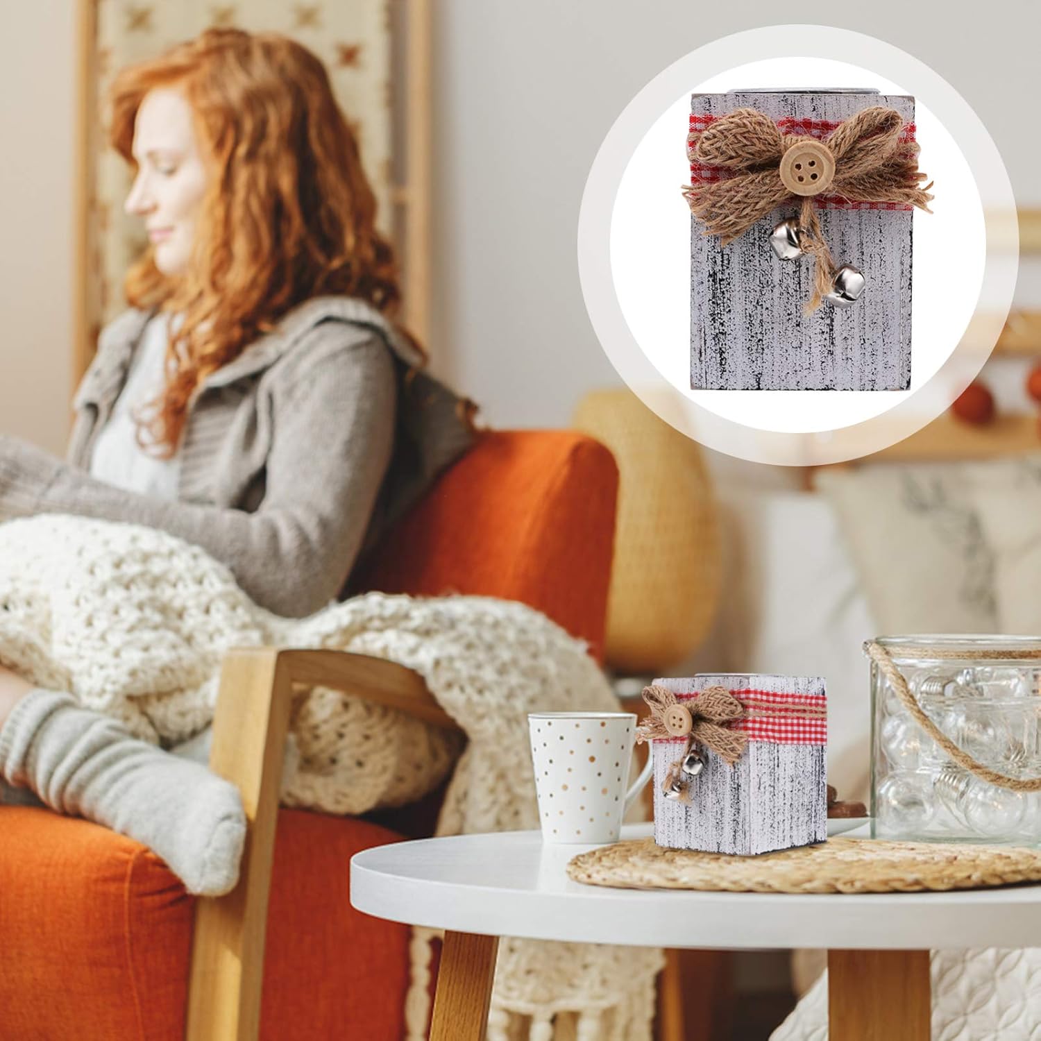 Vintage Wooden Christmas Candle Holder