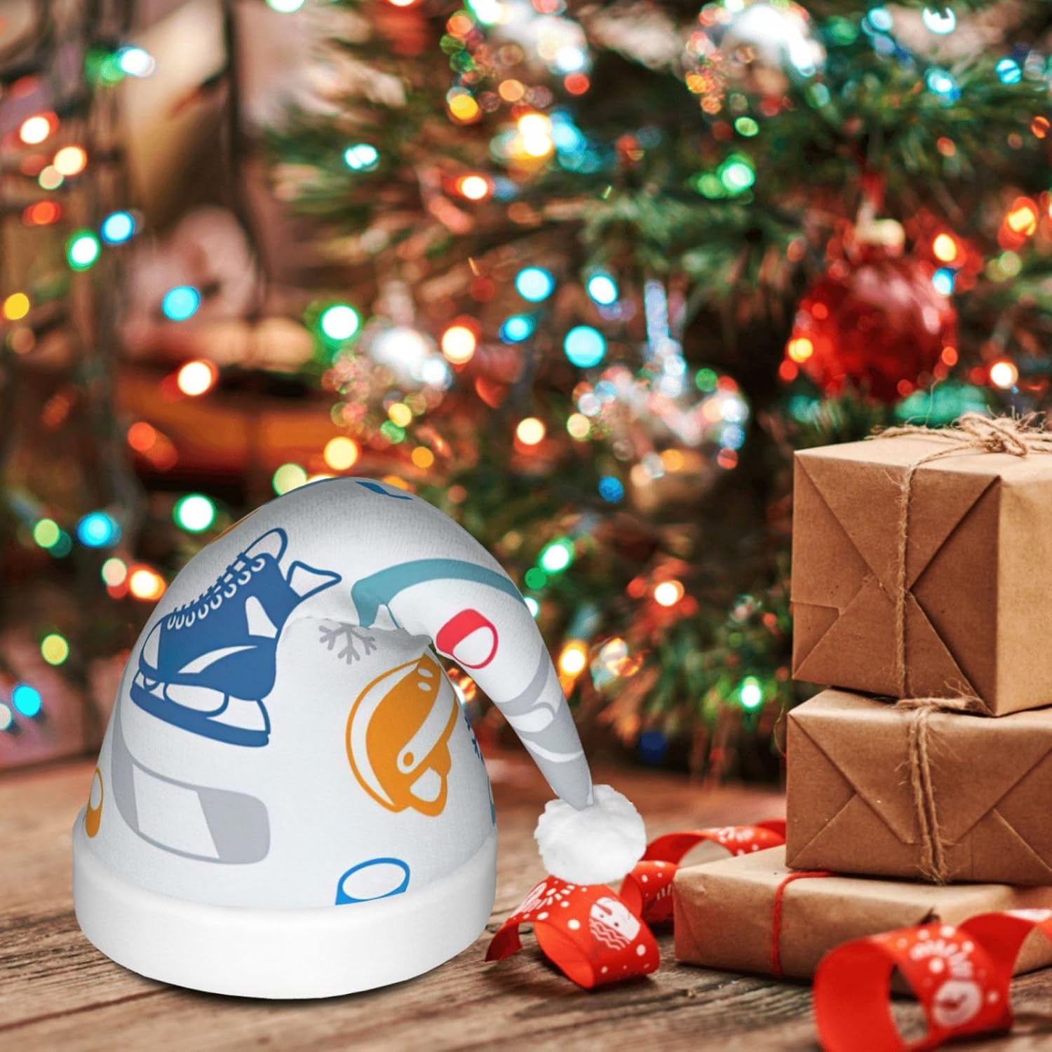 QINZHENG LED Light Up Santa Hat for Adults Christmas Party